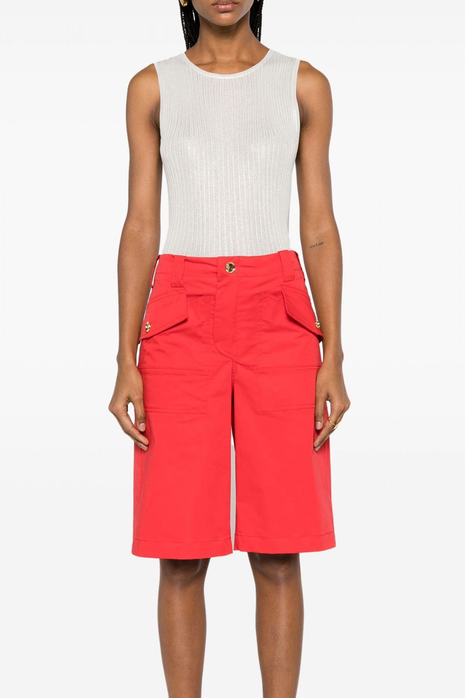 PINKO TOP ROSELAND ΡΙΜΠ ΔΙΑΦΑΝΕΙΑ ΜΕΤΑΛΛΙΖΕ ΛΕΥΚΟ