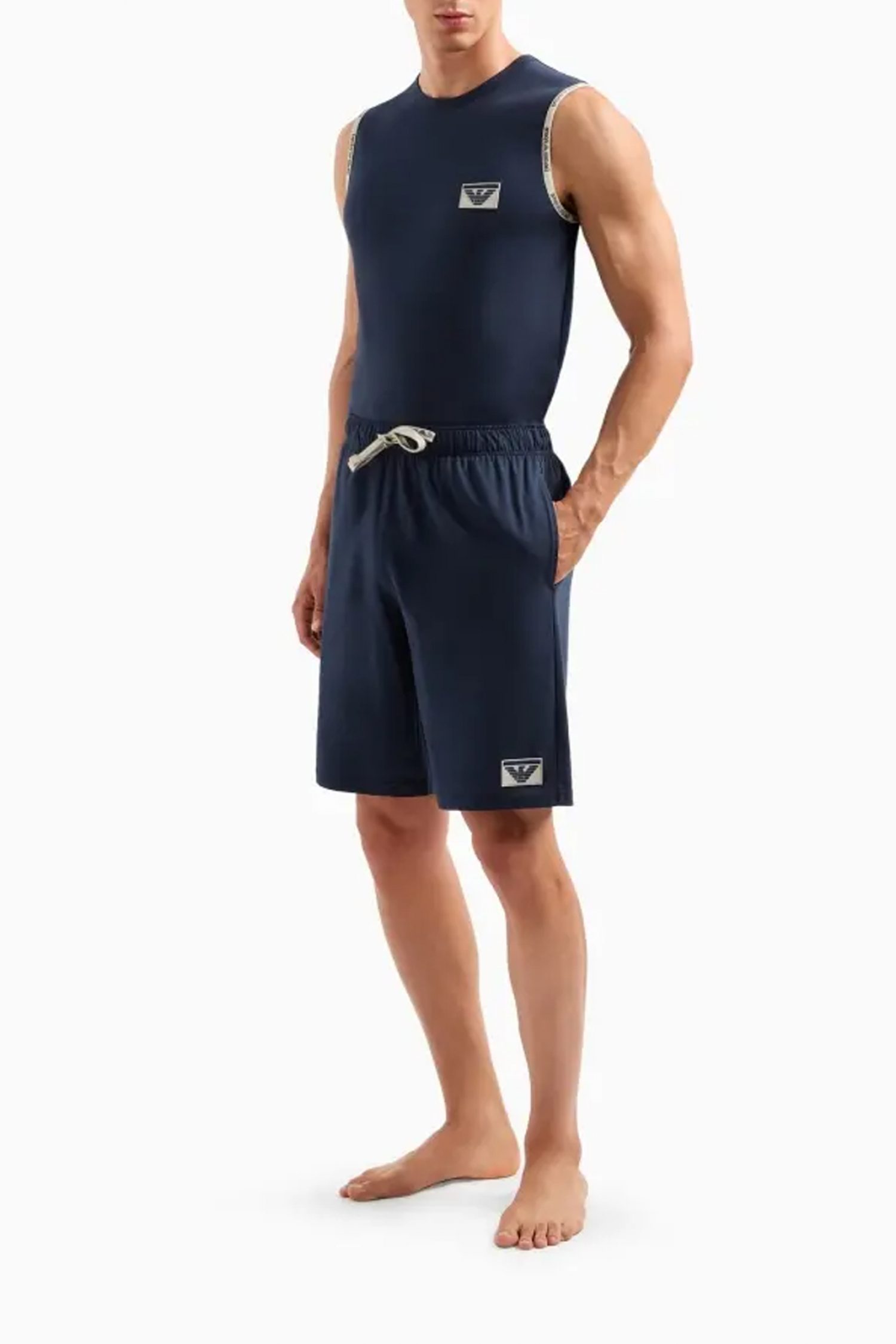 EMPORIO ARMANI ΒΕΡΜΟΥΔΑ ΦΟΥΤΕΡ LOGO ΜΠΛΕ