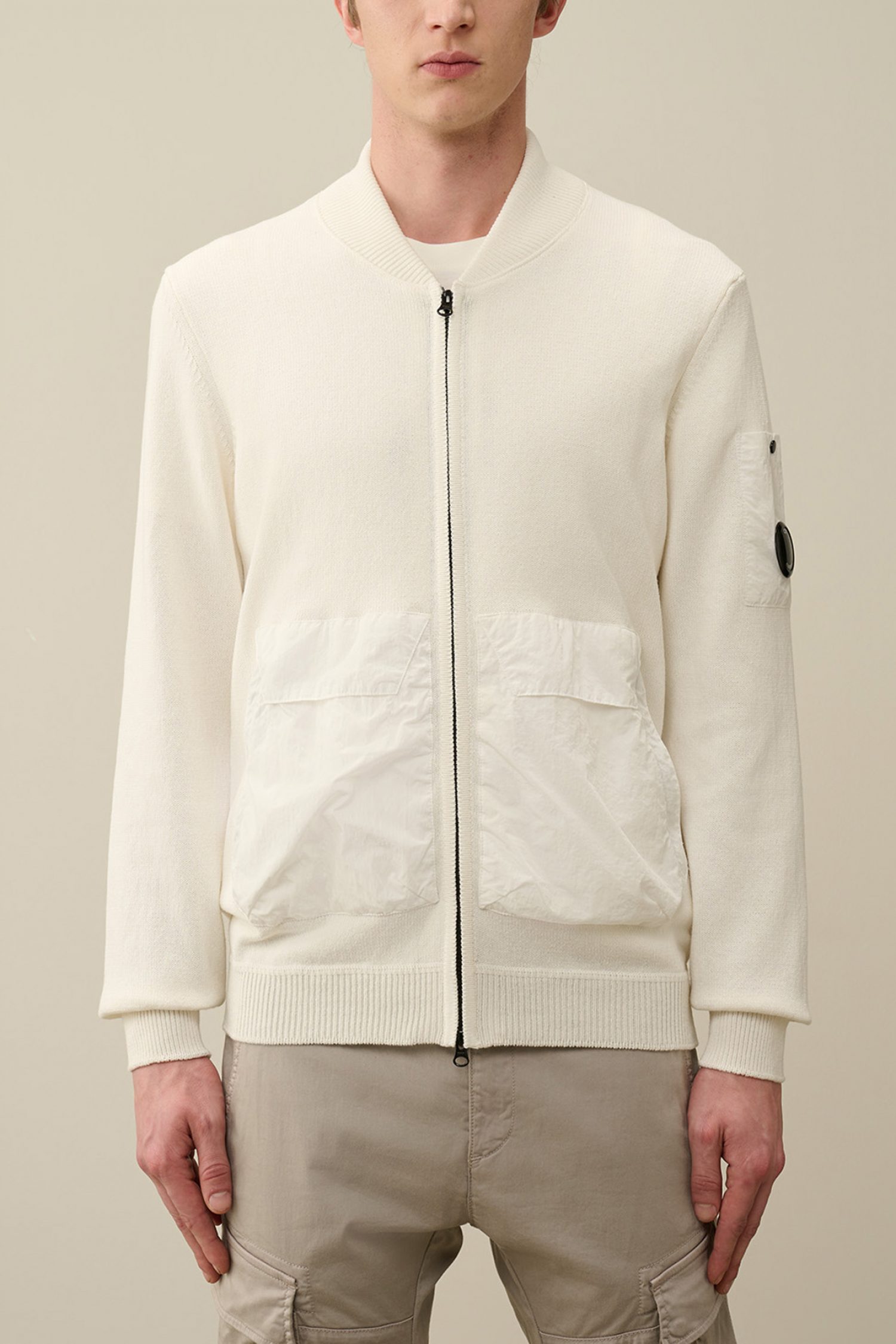 C.P. COMPANY ΠΛΕΚΤΟ FULL ZIP ΕΚΡΟΥ φωτογραφία