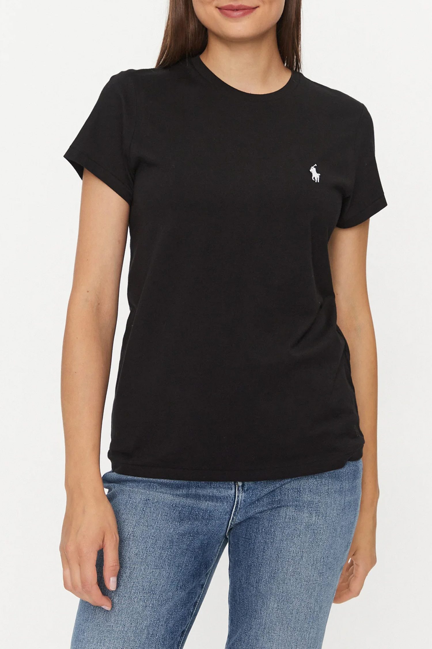 RALPH LAUREN T-SHIRT ΛΑΙΜΟΚΟΨΗ LOGO ΜΑΥΡΟ φωτογραφία