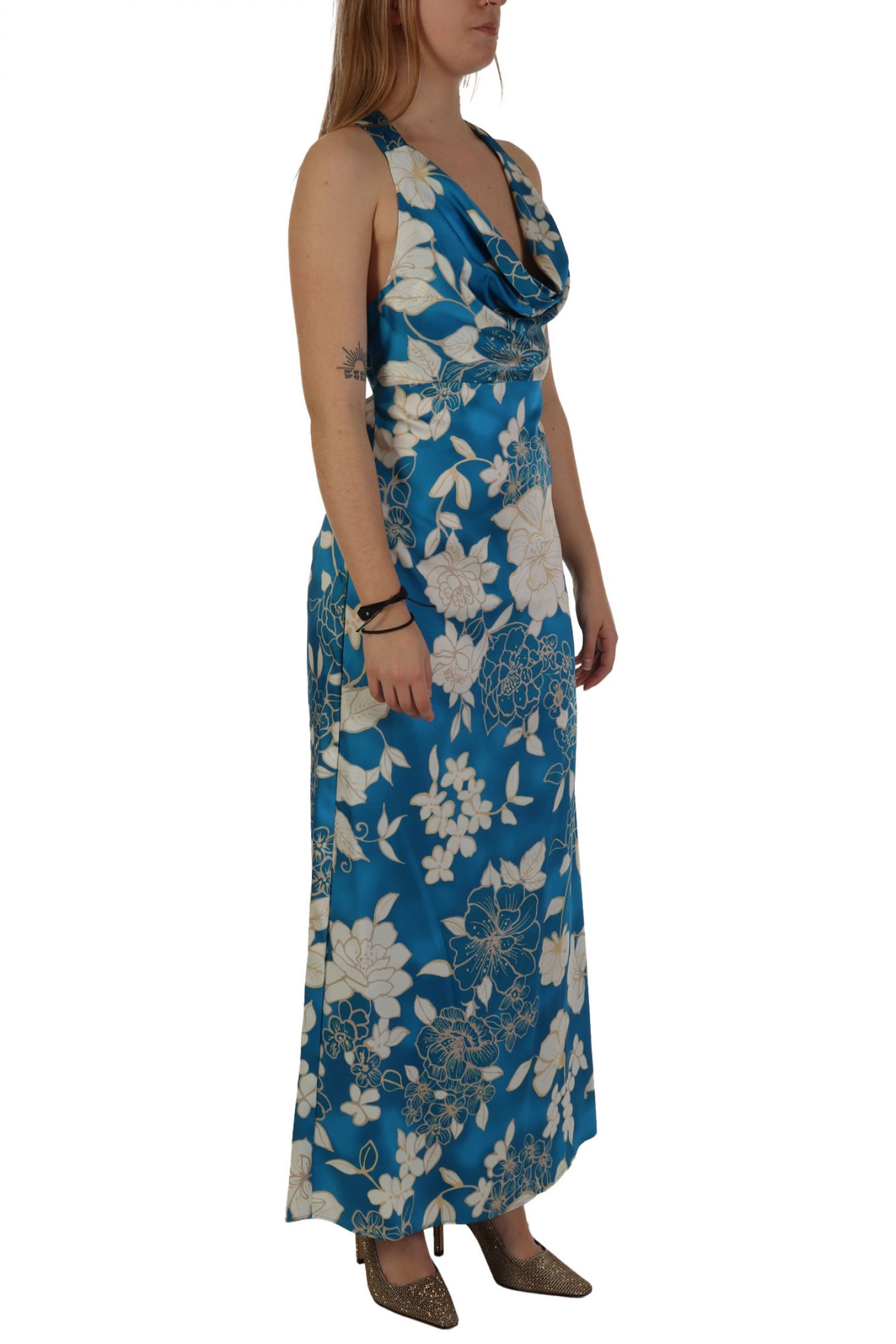 MARELLA EMME ΦΟΡΕΜΑ BUSSETO MAXI ΣΚΙΣΙΜΟ ΠΛΑΙ ΑΝΟΙΧΤΗ ΠΛΑΤΗ ΝΤΡΑΠΕ ΕΜΠΡΙΜΕ ΜΠΛΕ φωτογραφία