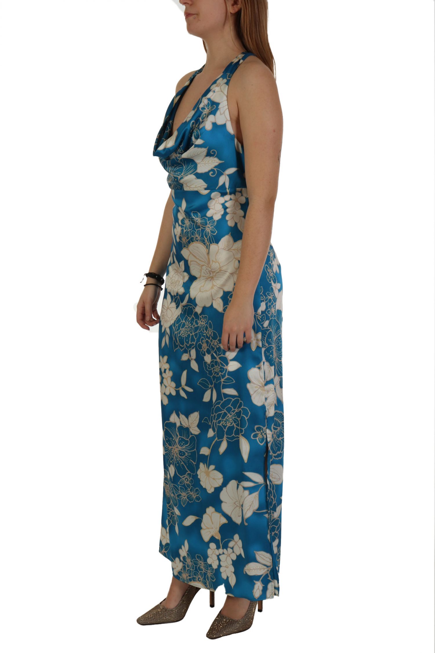 MARELLA EMME ΦΟΡΕΜΑ BUSSETO MAXI ΣΚΙΣΙΜΟ ΠΛΑΙ ΑΝΟΙΧΤΗ ΠΛΑΤΗ ΝΤΡΑΠΕ ΕΜΠΡΙΜΕ ΜΠΛΕ φωτογραφία