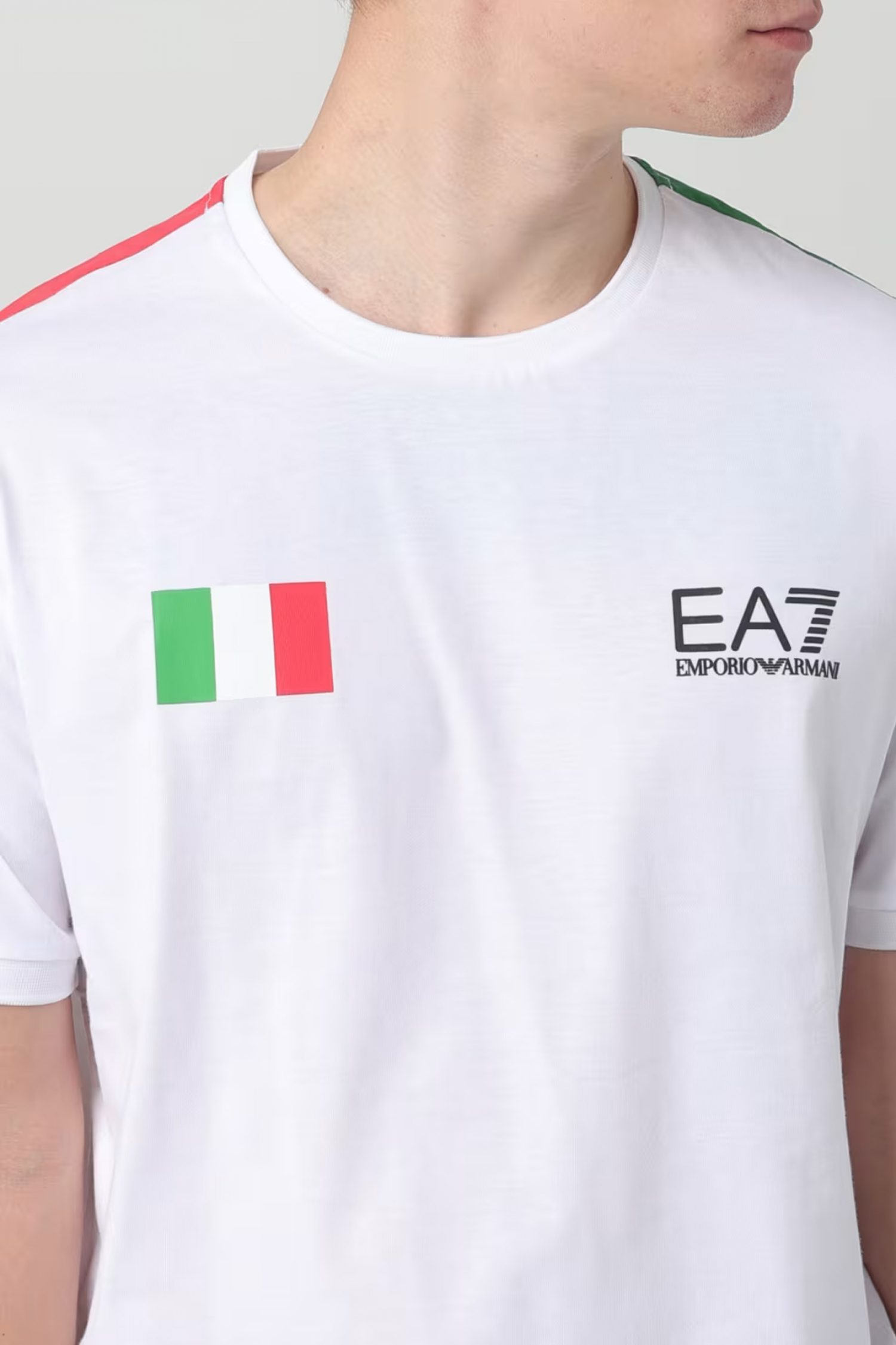 ARMANI 7 T-SHIRT LOGO ITALIA FLAG ΛΕΥΚΟ-ΠΡΑΣΙΝΟ