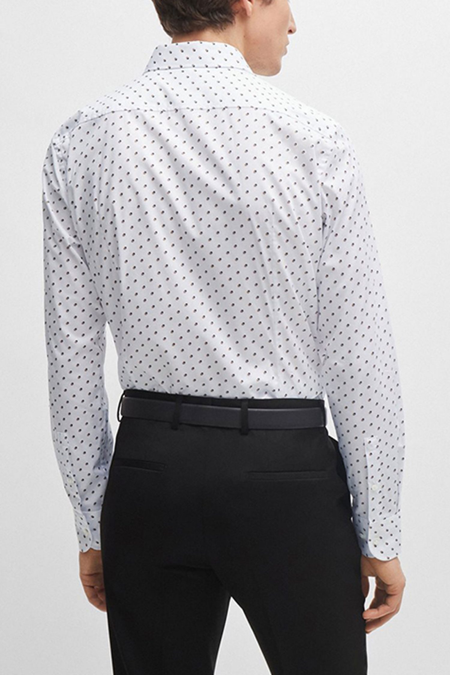 BOSS ΠΟΥΚΑΜΙΣΟ ΜΙΚΡΟΣΧΕΔΙΟ SLIM FIT STRETCH H-HANK-KENT-C1-214 ΛΕΥΚΟ φωτογραφία