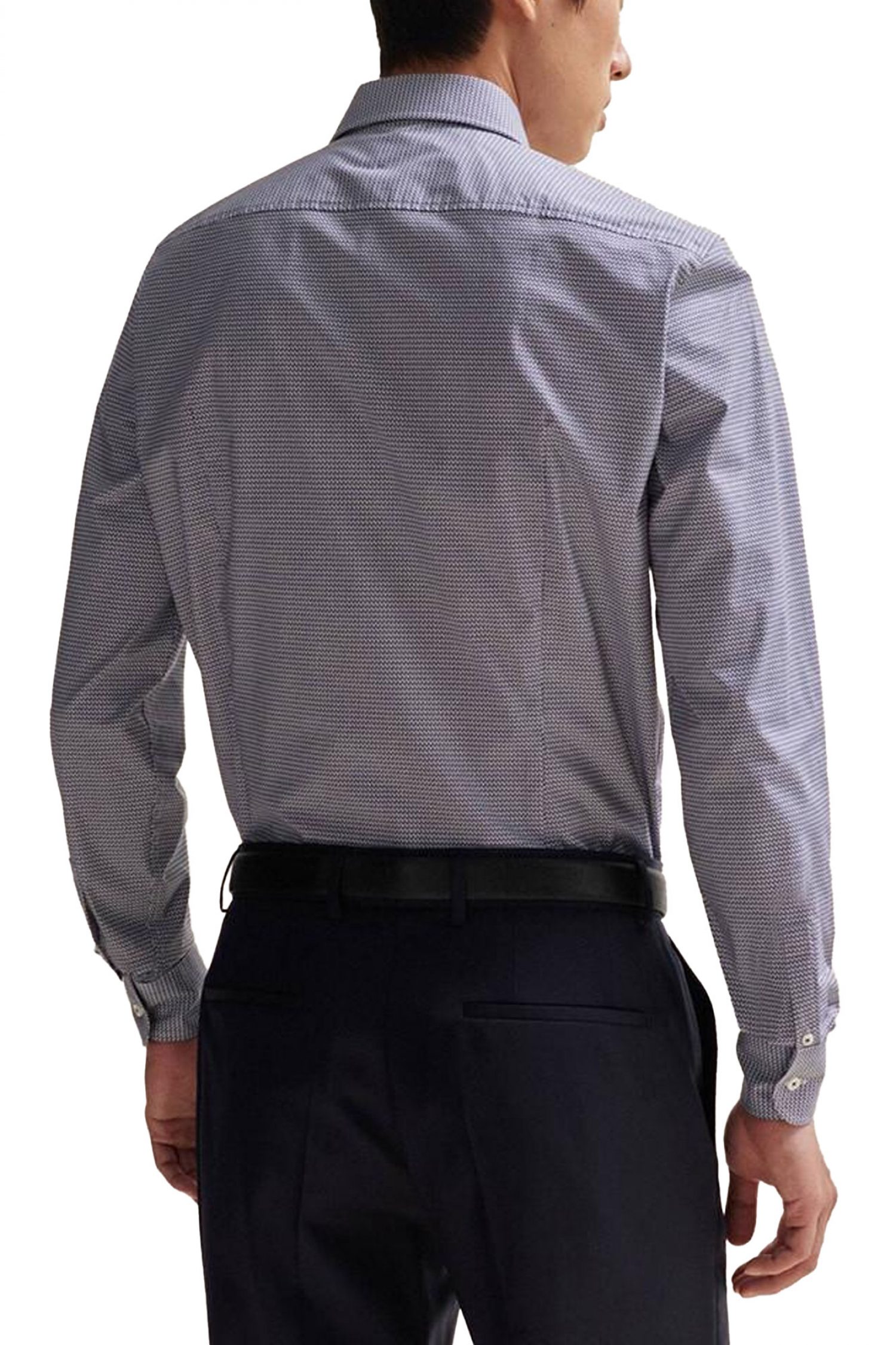 BOSS ΠΟΥΚΑΜΙΣΟ ΜΙΚΡΟΣΧΕΔΙΟ SLIM FIT STRETCH H-HANK-KENT-C1-214 ΜΠΛΕ-ΛΕΥΚΟ φωτογραφία