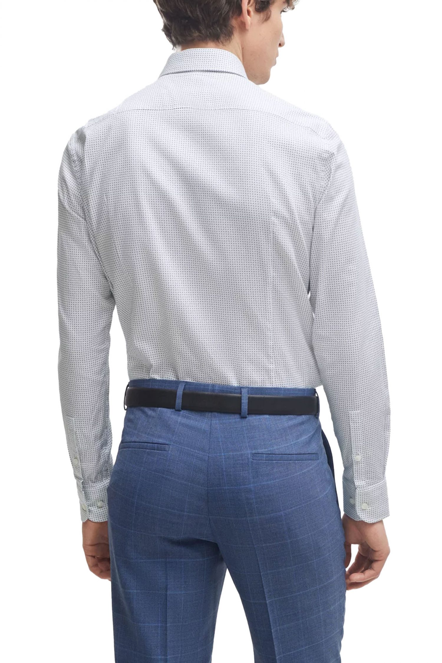 BOSS ΠΟΥΚΑΜΙΣΟ SLIM FIT STRETCH ΜΙΚΡΟΣΧΕΔΙΟ H-HANK-SPREAD-C1-222 ΛΕΥΚΟ-ΜΠΛΕ φωτογραφία