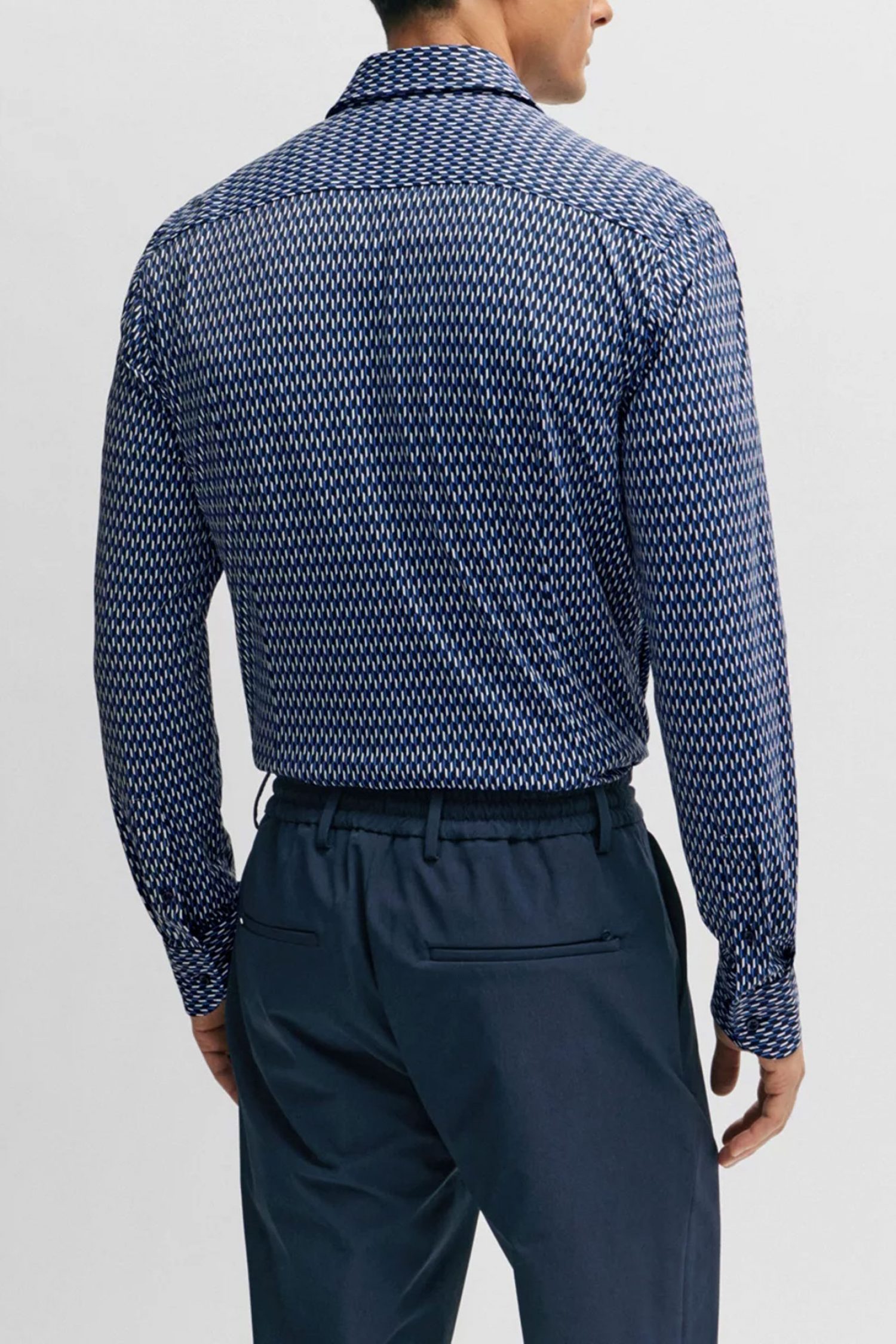 BOSS PERFORMANCE ΠΟΥΚΑΜΙΣΟ ΜΙΚΡΟΣΧΕΔΙΟ SLIM FIT P-HANK-KENT-C1-222 ΜΠΛΕ-ΛΕΥΚΟ-ΜΑΥΡΟ φωτογραφία