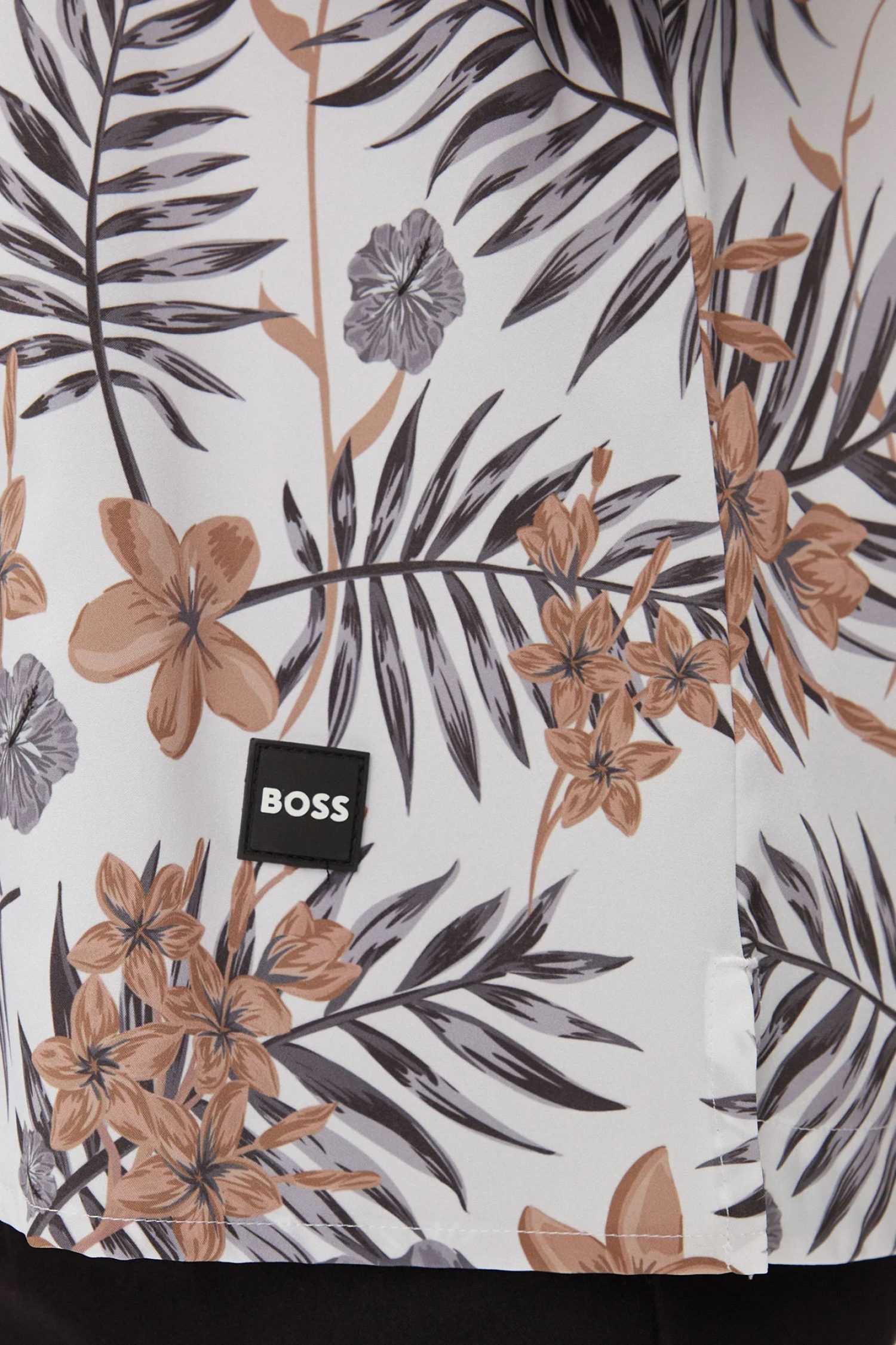 BOSS BEACHWEAR ΠΟΥΚΑΜΙΣΟ BEACH SHIRT ΦΛΟΡΑΛ ΛΕΥΚΟ φωτογραφία