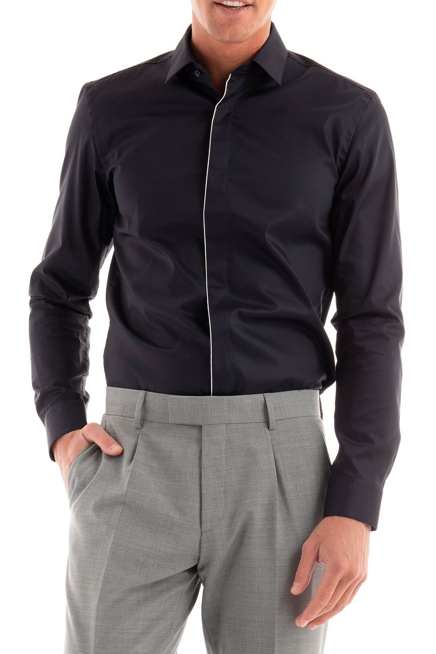 BOSS ΠΟΥΚΑΜΙΣΟ SLIM FIT EASY IRON H-HANK-PARTY4-241 ΜΠΛΕ