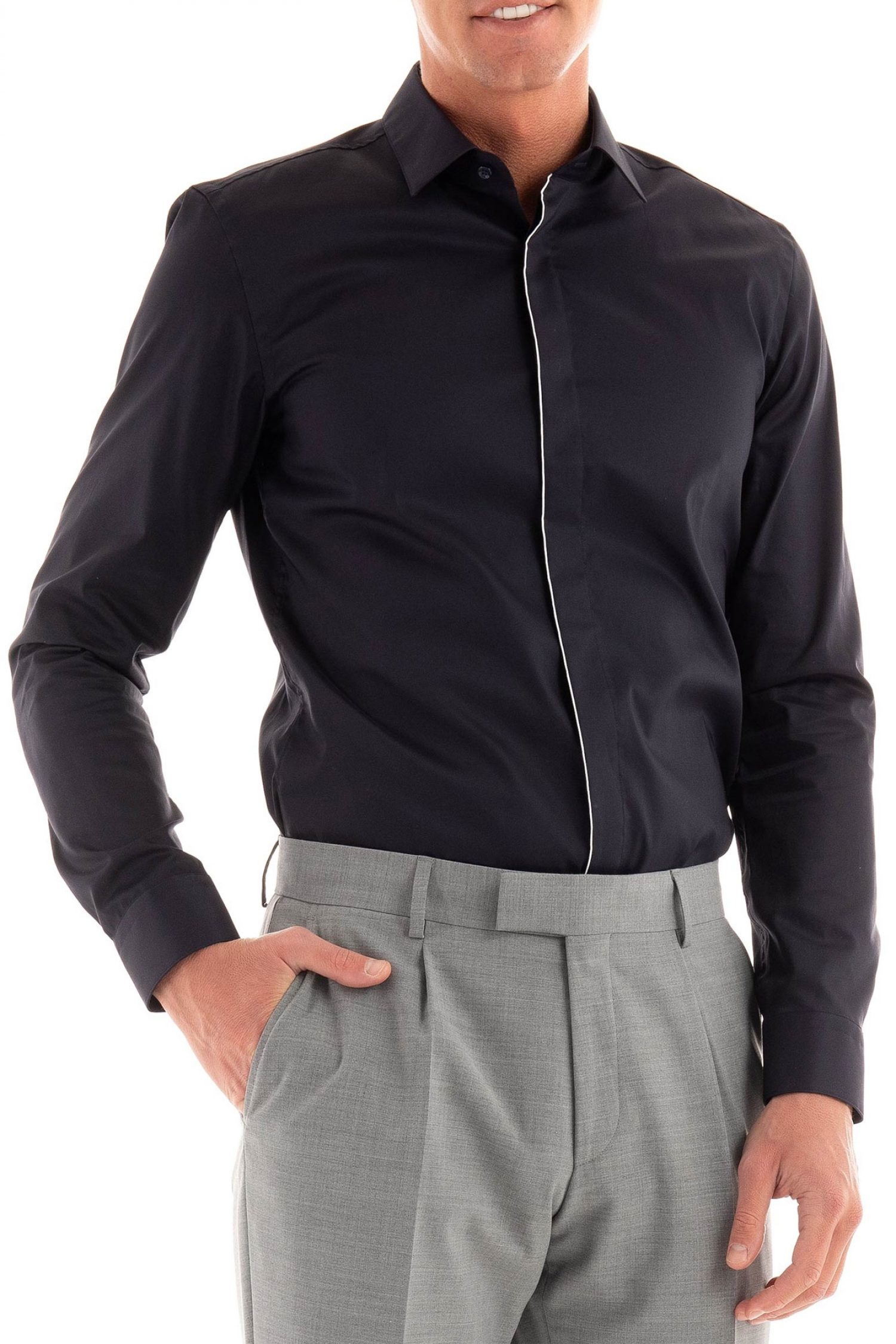 BOSS ΠΟΥΚΑΜΙΣΟ SLIM FIT EASY IRON H-HANK-PARTY4-241 ΜΠΛΕ