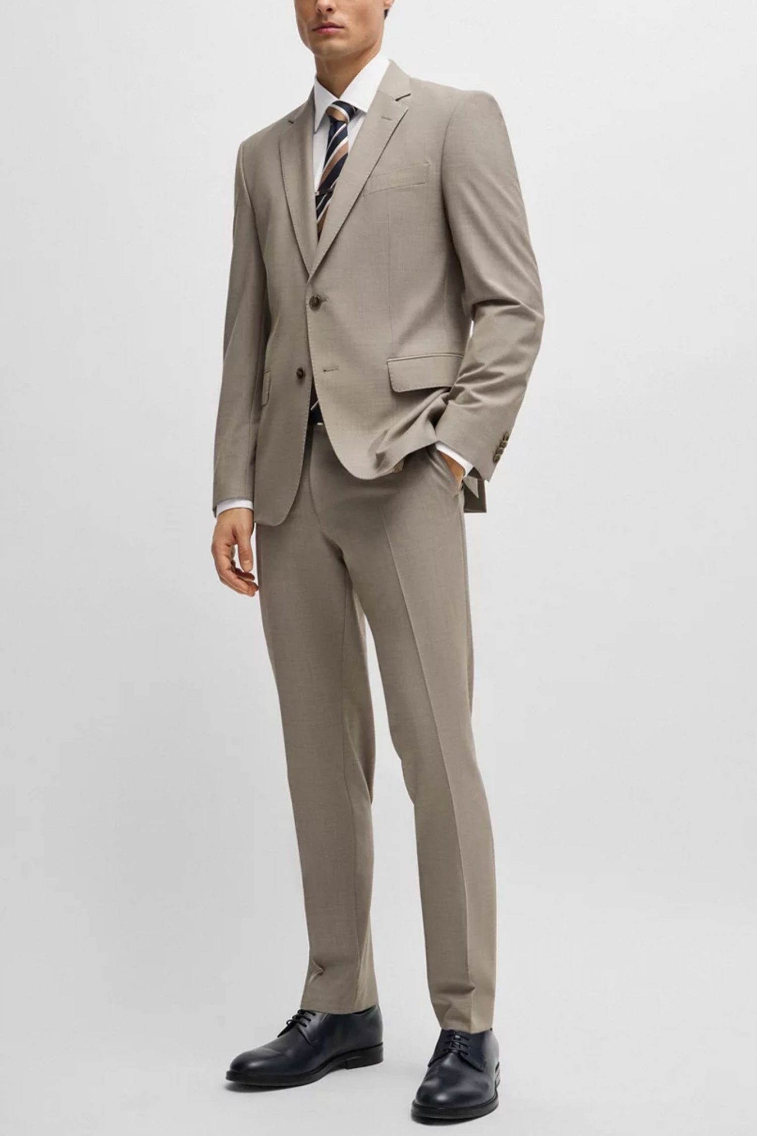 BOSS ΚΟΣΤΟΥΜΙ SLIM FIT H-HUGE-2PCS-224 ΜΠΕΖ