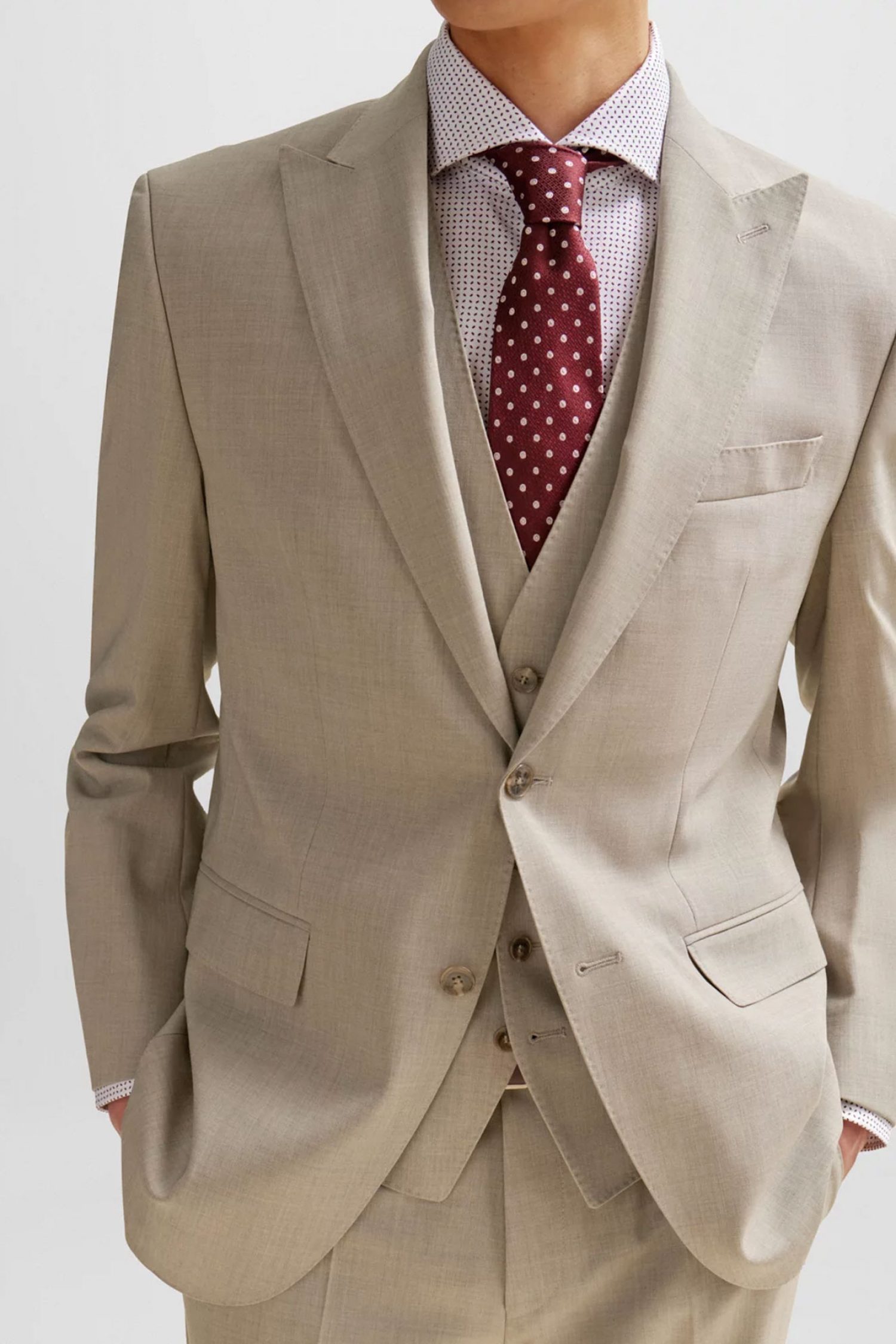 BOSS ΚΟΣΤΟΥΜΙ ΜΕ ΓΙΛΕΚΟ SUPER 120 BI-STRETCH GUABELLO 1815 H-JECKSON-3PCS-241 ΜΠΕΖ φωτογραφία