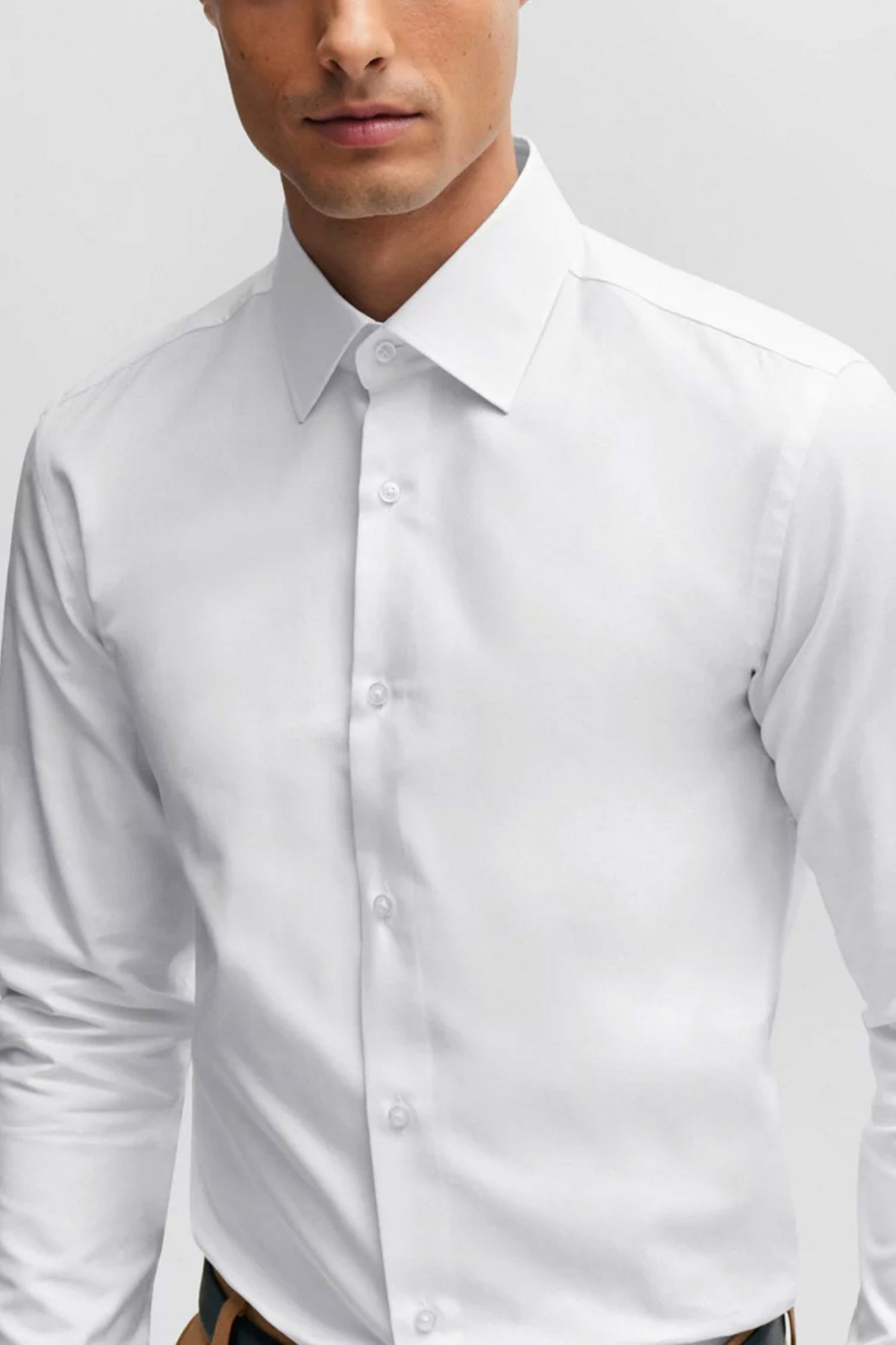 BOSS ΠΟΥΚΑΜΙΣΟ SLIM FIT H-HANK-KENT-C1-214 ΛΕΥΚΟ