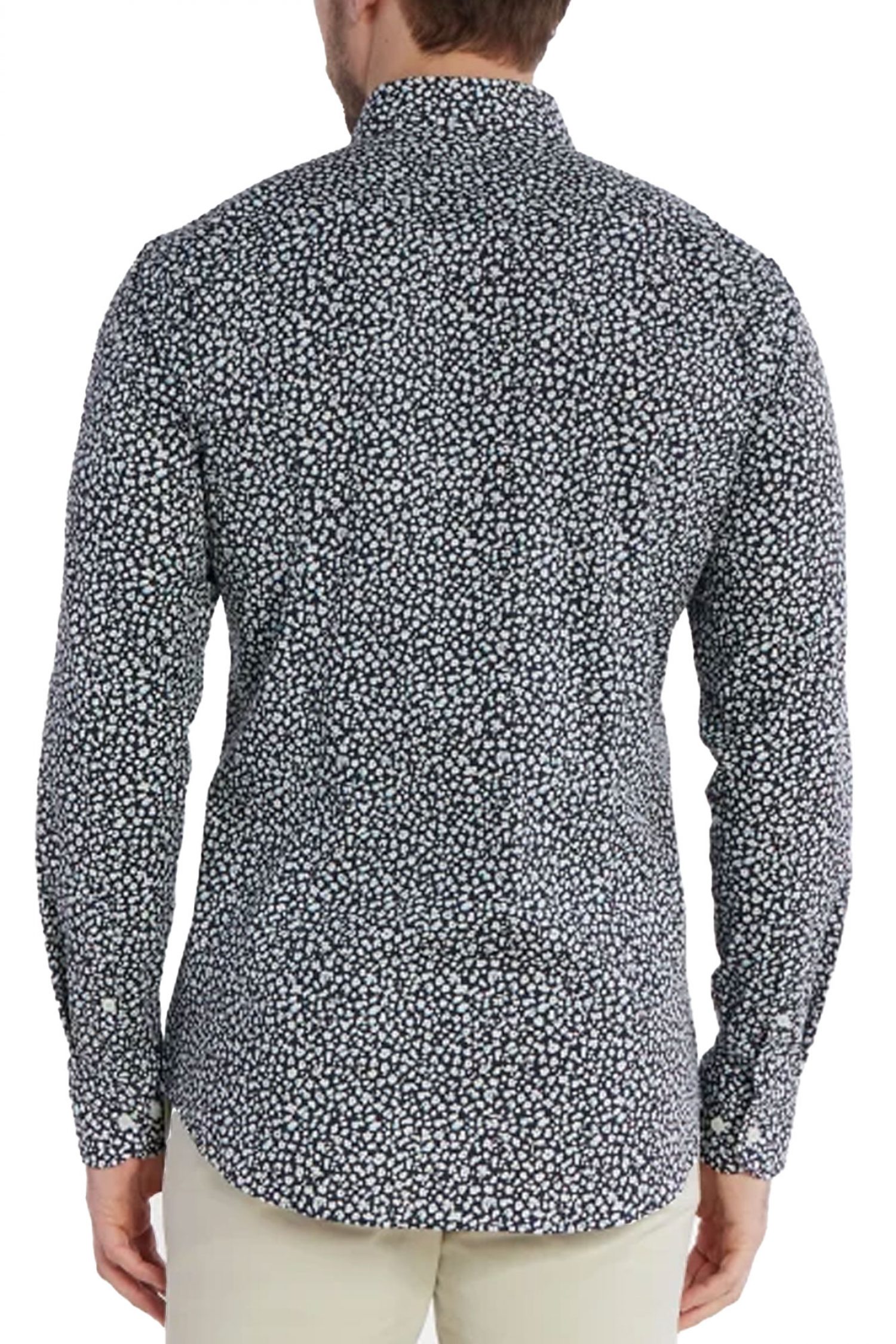 BOSS ΠΟΥΚΑΜΙΣΟ H-HANK-KENT-C1-214 SLIM FIT STRETCH ΦΛΟΡΑΛ ΜΠΛΕ-ΛΕΥΚΟ φωτογραφία