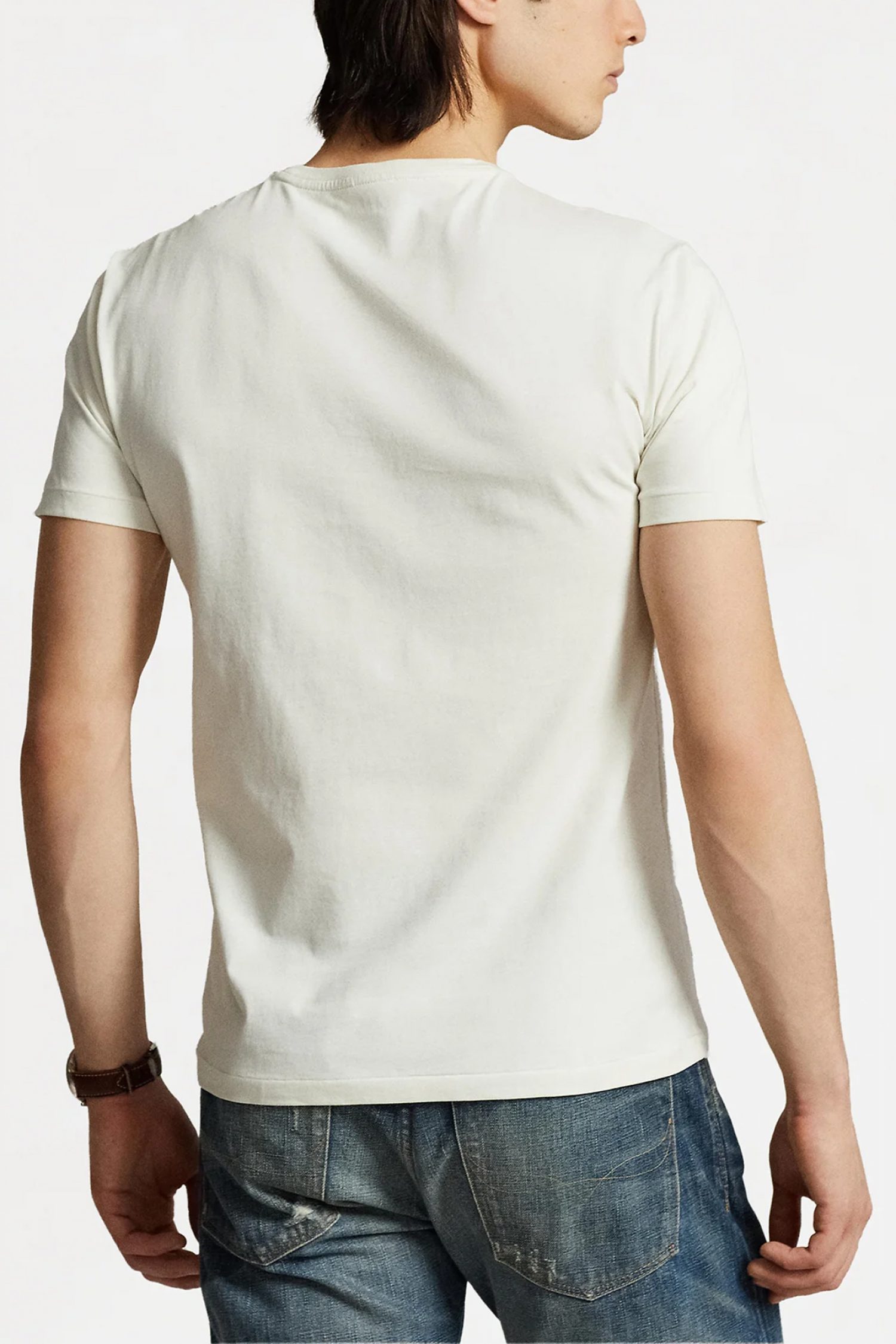 RALPH LAUREN T-SHIRT LOGO CUSTOM SLIM FIT ΚΡΕΜ φωτογραφία