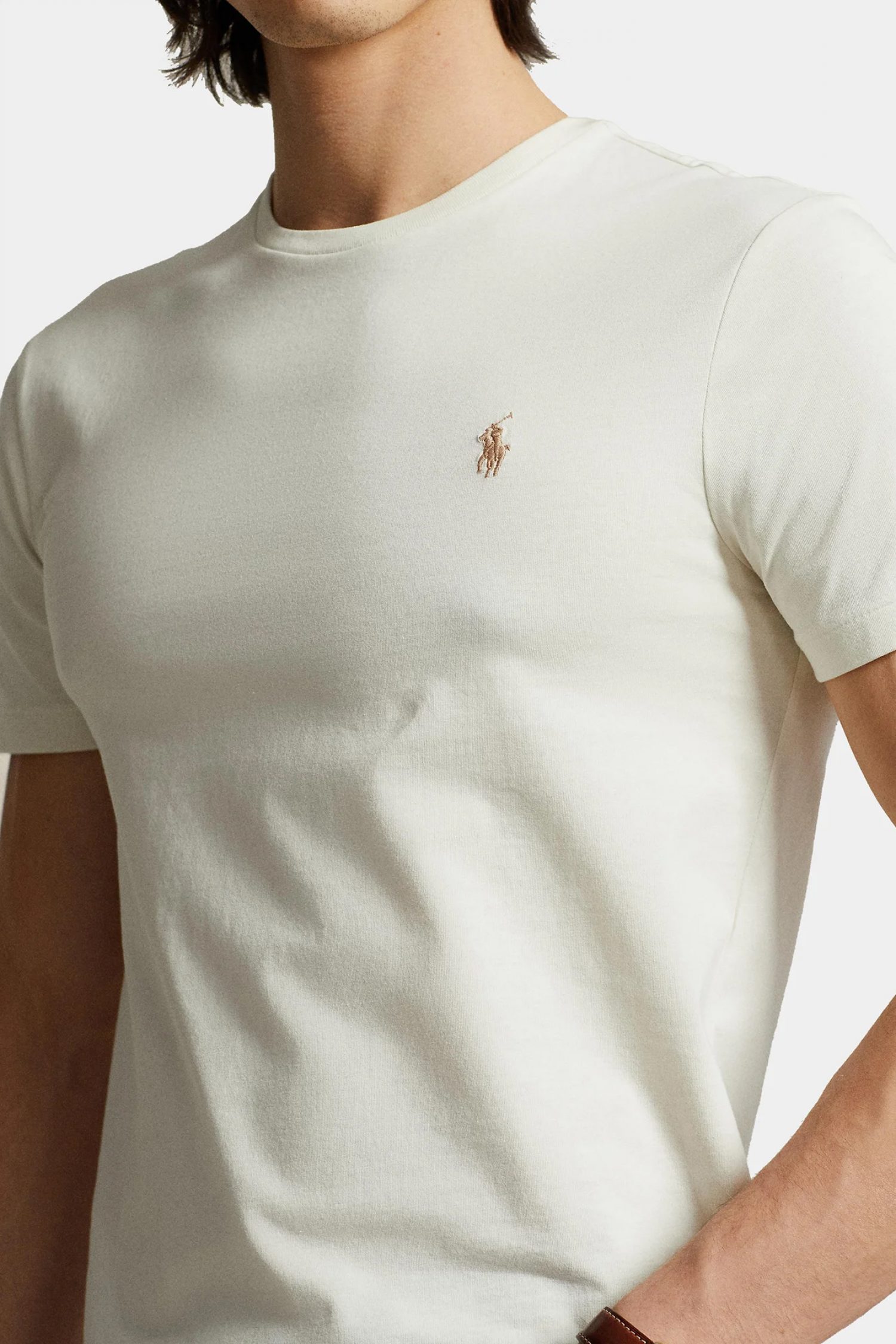 RALPH LAUREN T-SHIRT LOGO CUSTOM SLIM FIT ΚΡΕΜ φωτογραφία