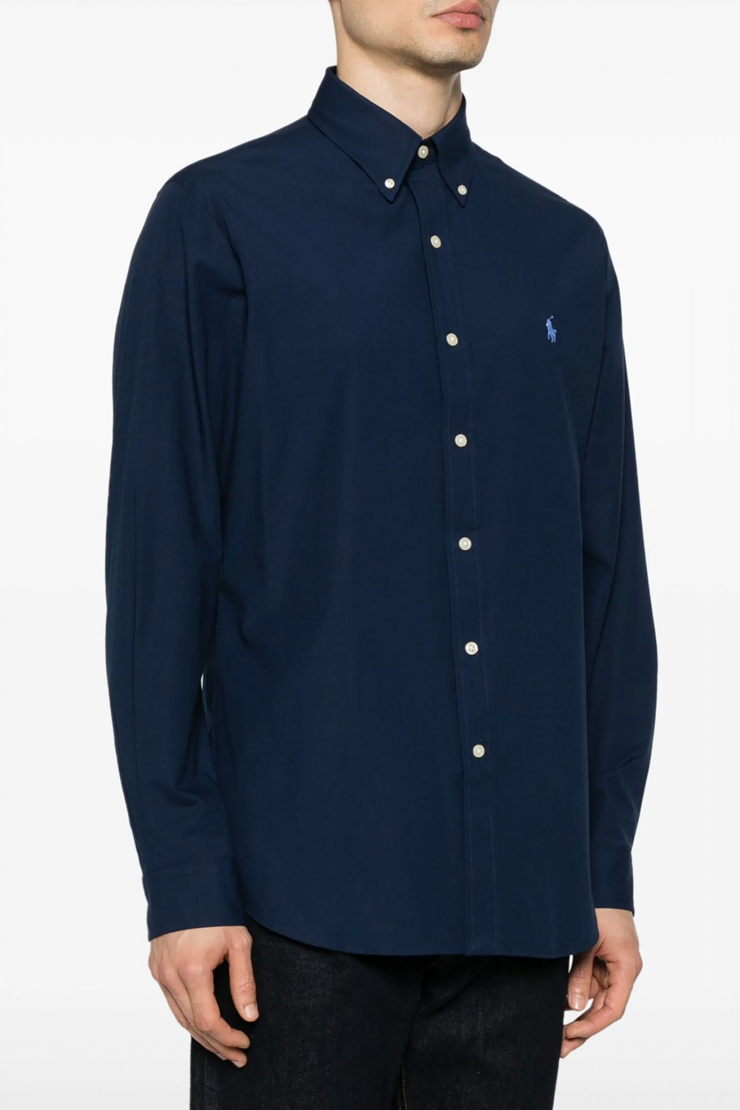 RALPH LAUREN ΠΟΥΚΑΜΙΣΟ BUTTON DOWN PINPOINT OXFORD CUSTOM FIT STRETCH ΜΠΛΕ φωτογραφία