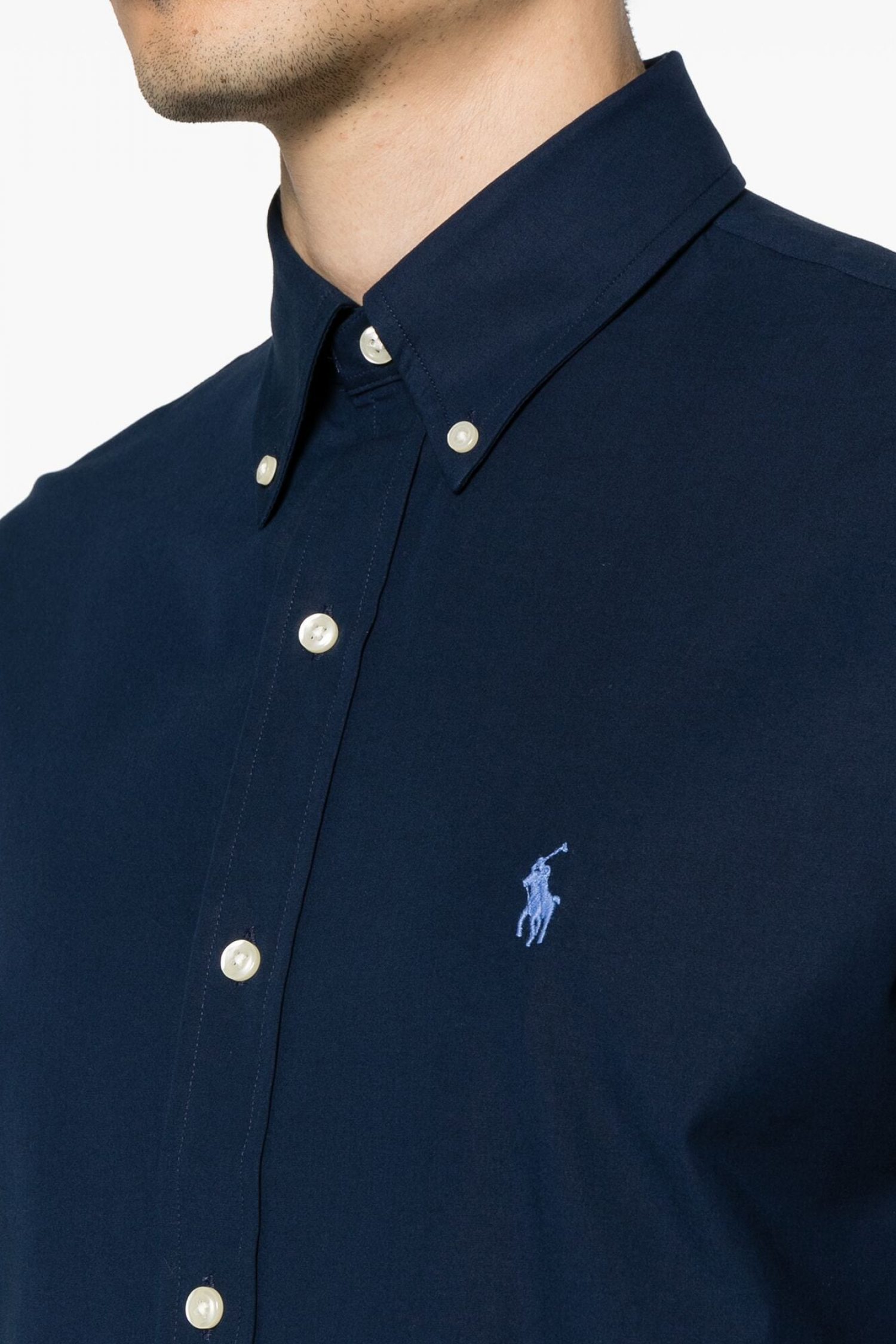 RALPH LAUREN ΠΟΥΚΑΜΙΣΟ BUTTON DOWN PINPOINT OXFORD CUSTOM FIT STRETCH ΜΠΛΕ φωτογραφία