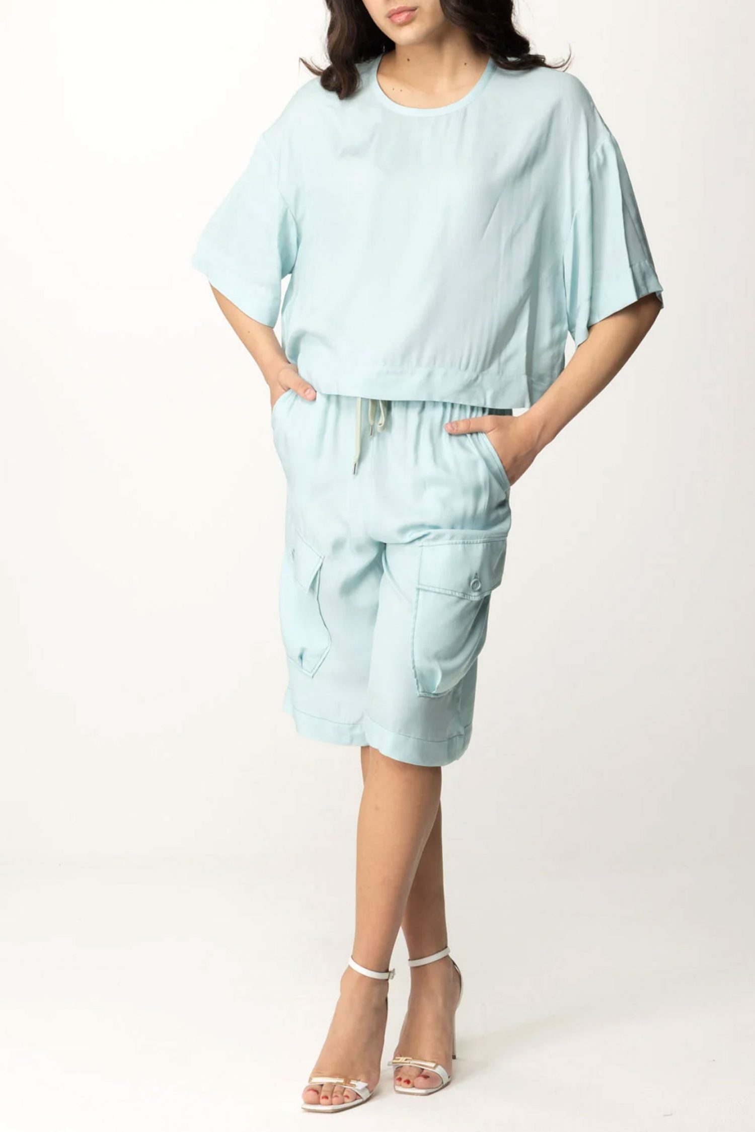 PINKO ΒΕΡΜΟΥΔΑ BRAVEN CARGO ΛΑΣΤΙΧΟ ΜΕΣΗ ΣΙΕΛ φωτογραφία