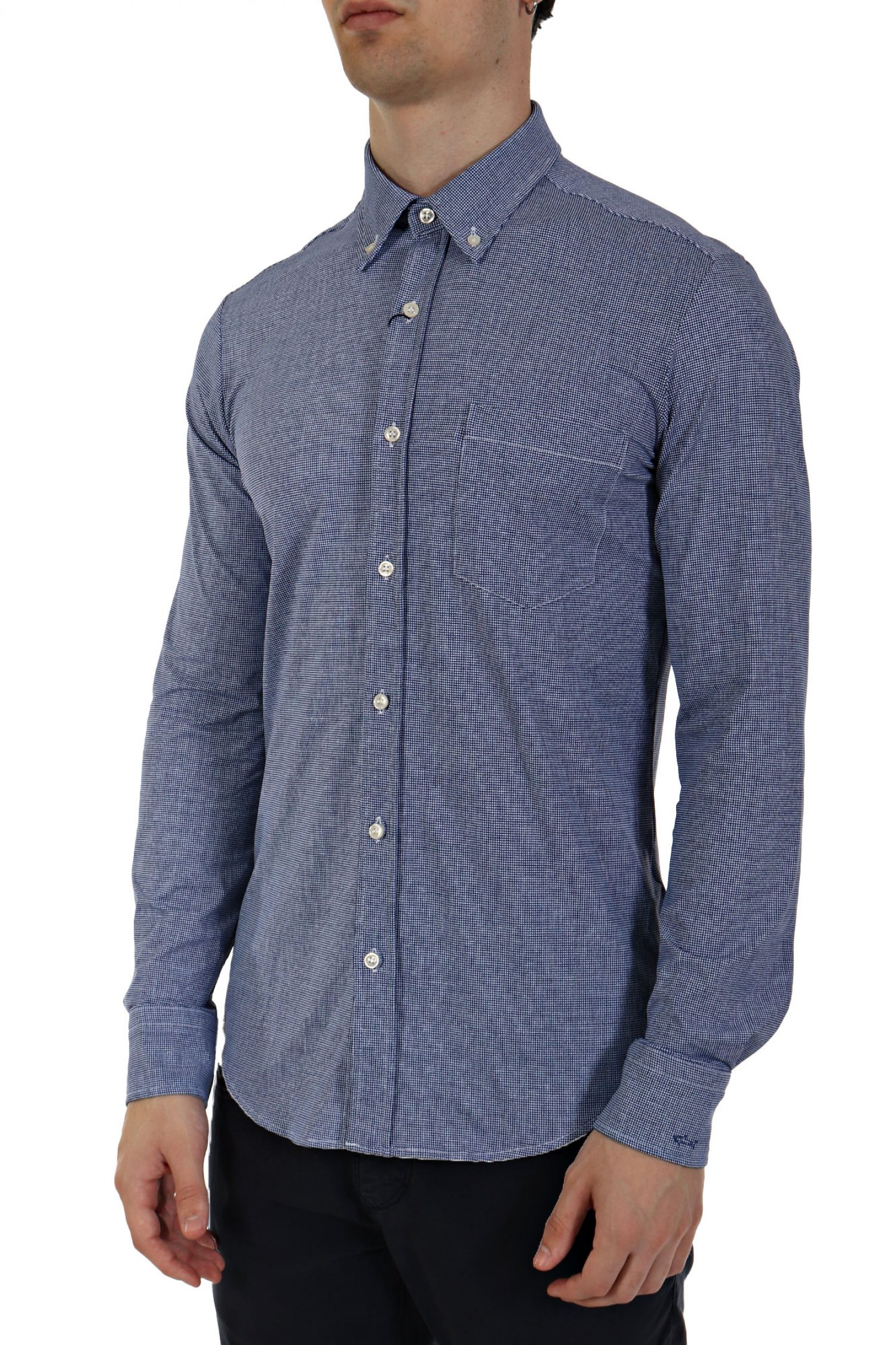 PAUL&SHARK ΠΟΥΚΑΜΙΣΟ ΜΙΚΡΟΚΑΡΩ BUTTON DOWN ΜΠΛΕ φωτογραφία