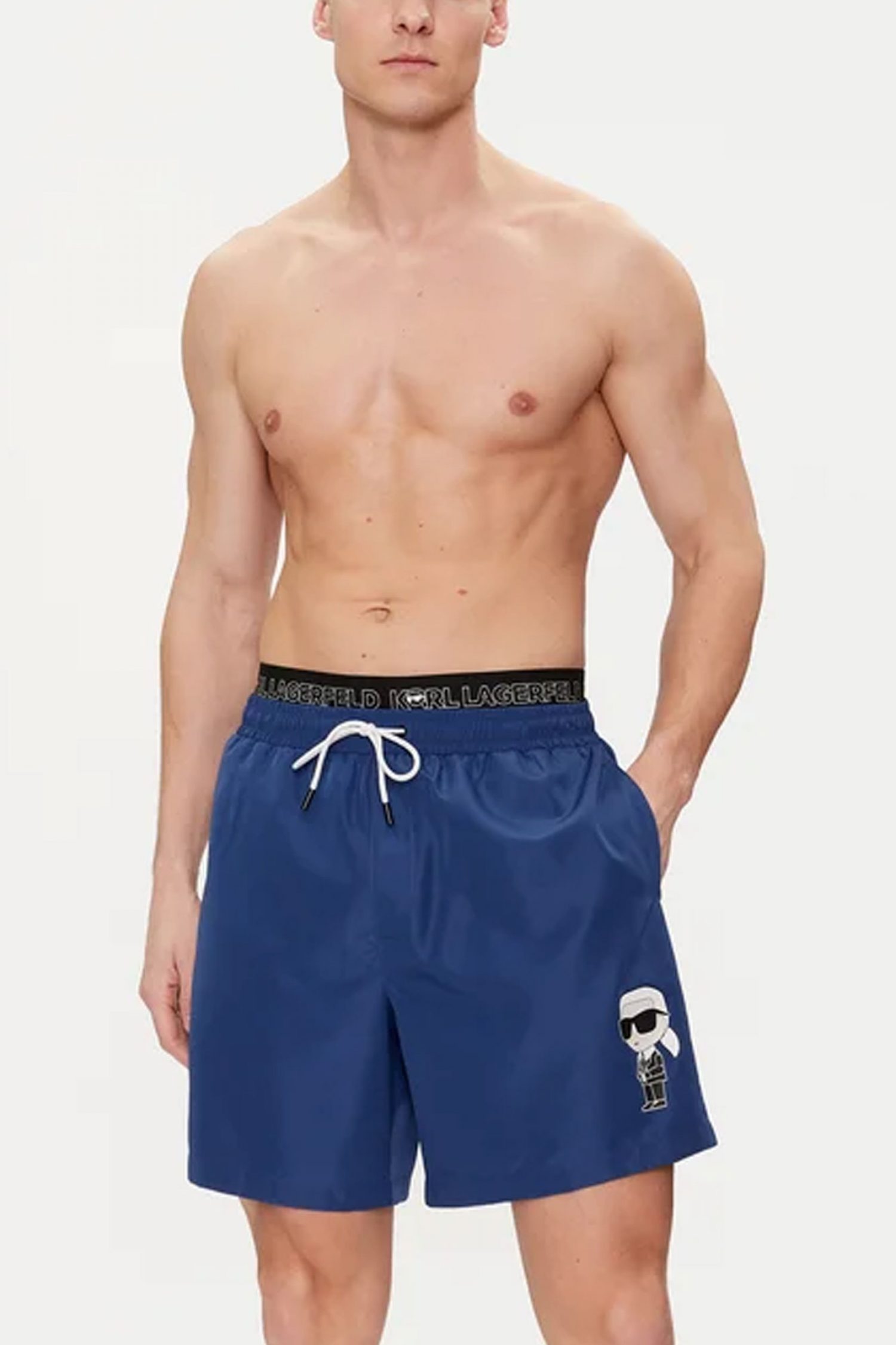 KARL LAGERGELD ΜΑΓΙΩ ΣΟΡΤΣ LOGO IKONIK 2.0 ELASTIC MED ΜΠΛΕ