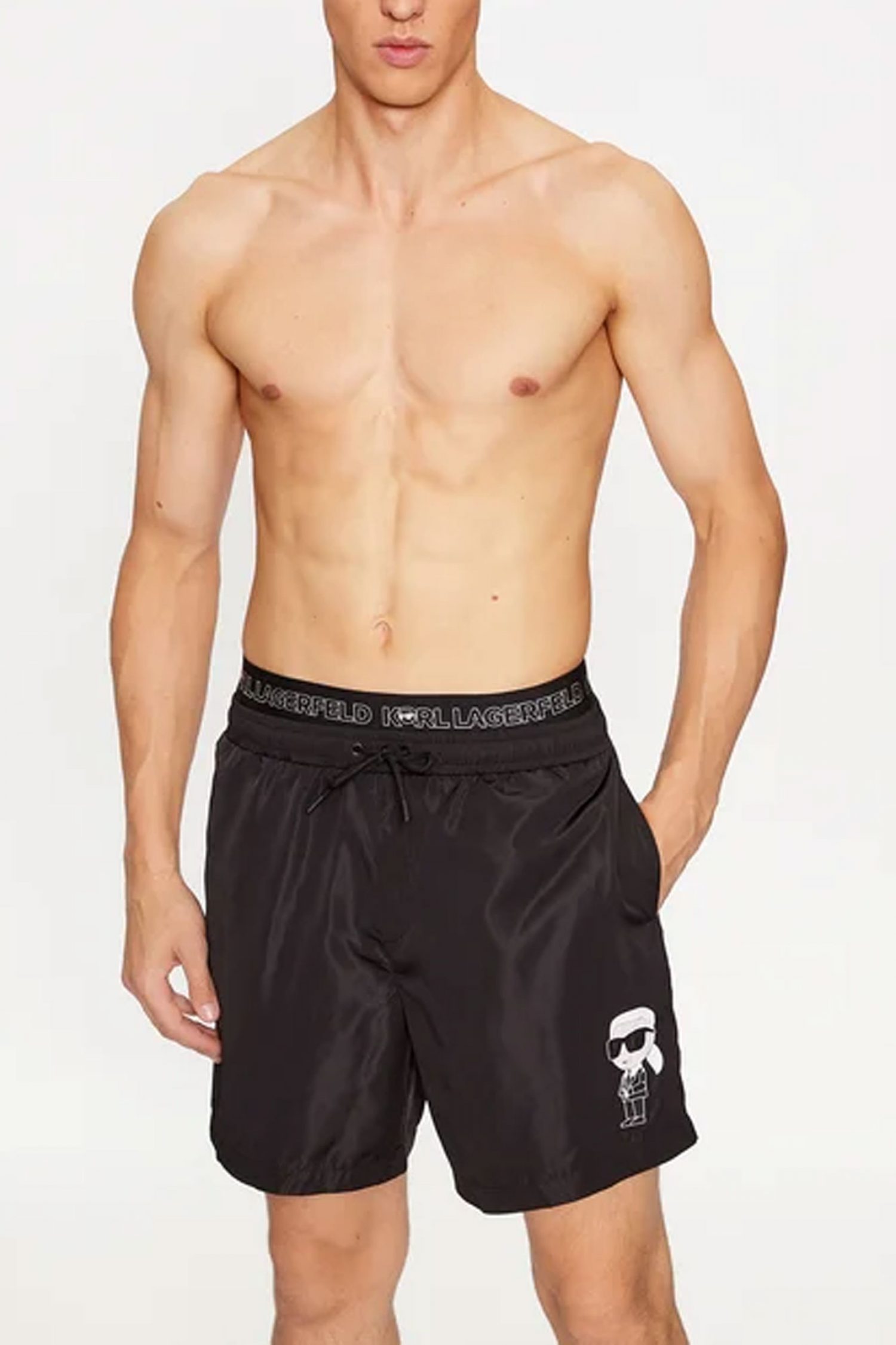 KARL LAGERGELD ΜΑΓΙΩ ΣΟΡΤΣ LOGO IKONIK 2.0 ELASTIC MΕD ΜΑΥΡΟ