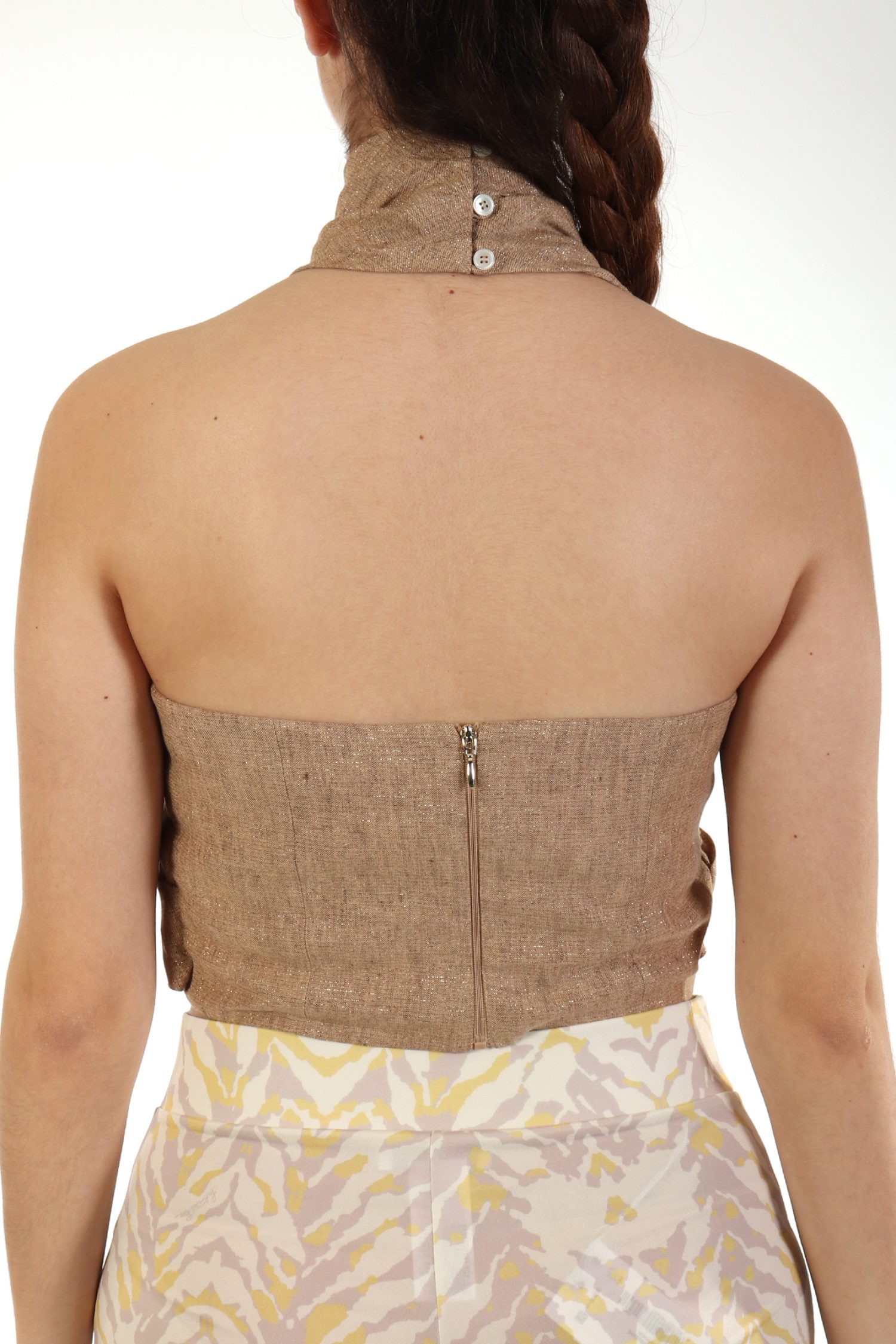 MARELLA TOP MICENE ΔΕΣΙΜΟ ΛΑΙΜΟ ΜΕΤΑΛΛΙΖΕ ΜΠΕΖ φωτογραφία