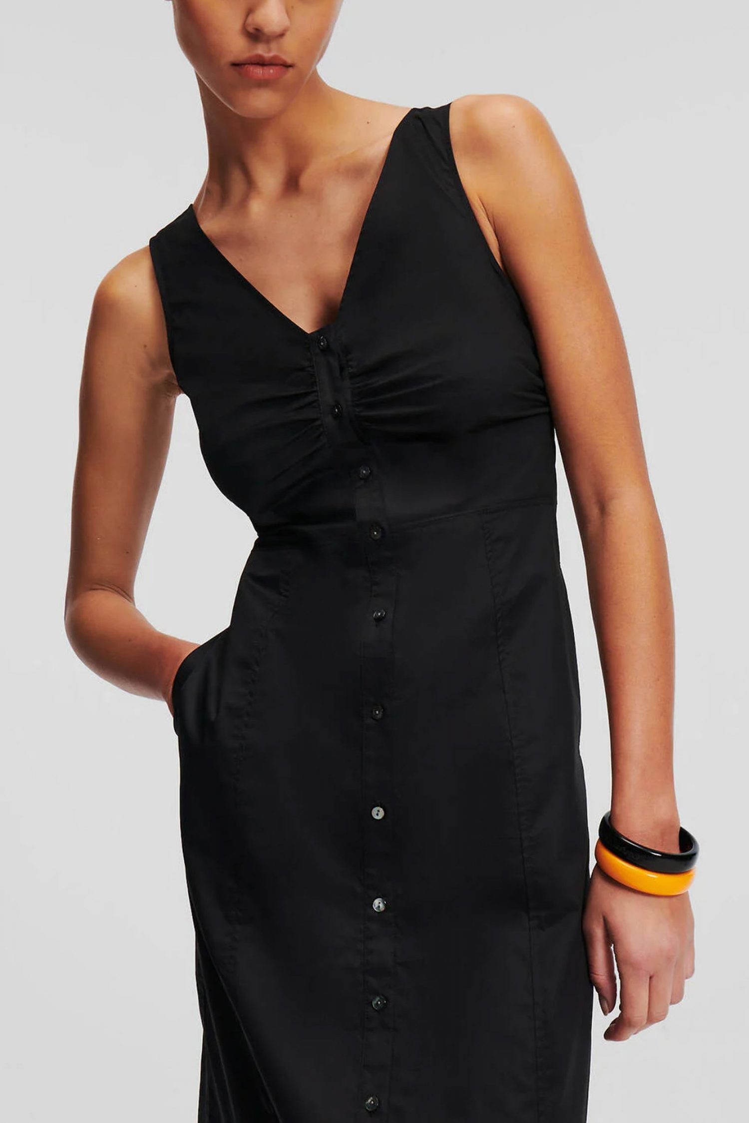 KARL LAGERFELD ΦΟΡΕΜΑ MAXI BUTTON DOWN ΜΑΥΡΟ φωτογραφία