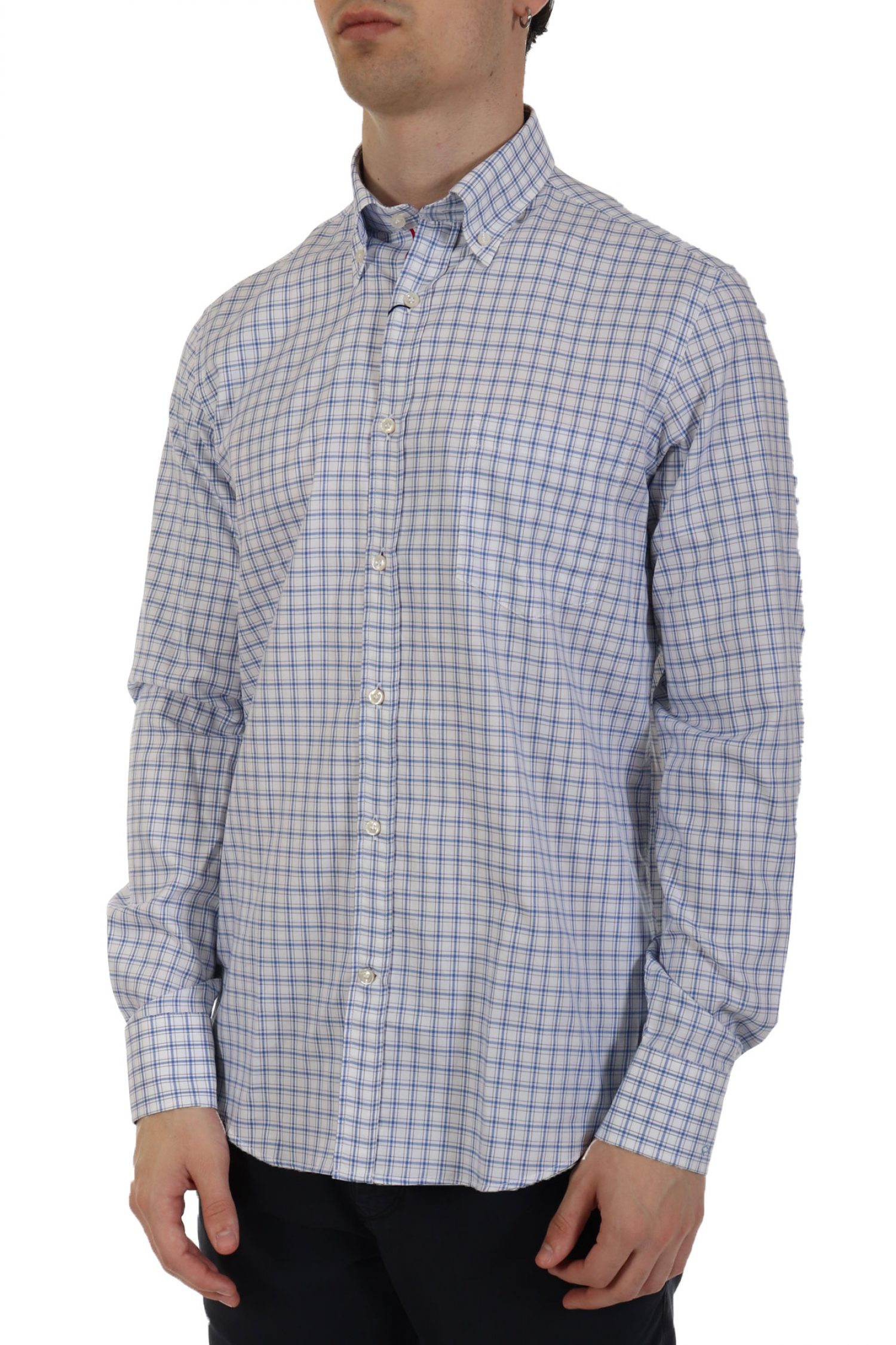 PAUL&SHARK ΠΟΥΚΑΜΙΣΟ ΚΑΡΩ BUTTON DOWN ΛΕΥΚΟ-ΣΙΕΛ φωτογραφία