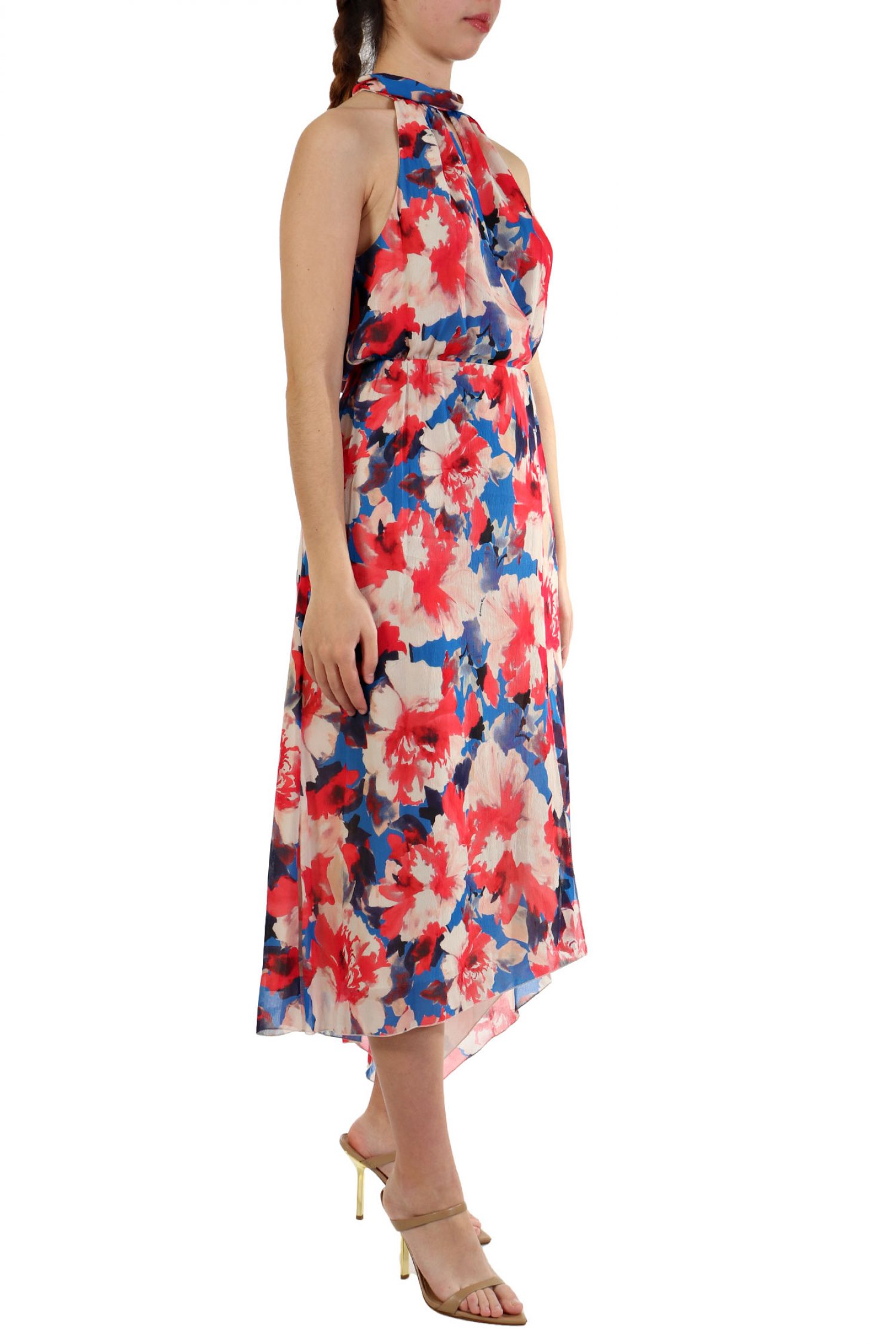 PATRIZIA PEPE ΦΟΡΕΜΑ MIDI ΑΣΣΥΜΕΤΡΟ ΑΝΟΙΓΜΑ FLORAL ΠΟΛΥΧΡΩΜΟ