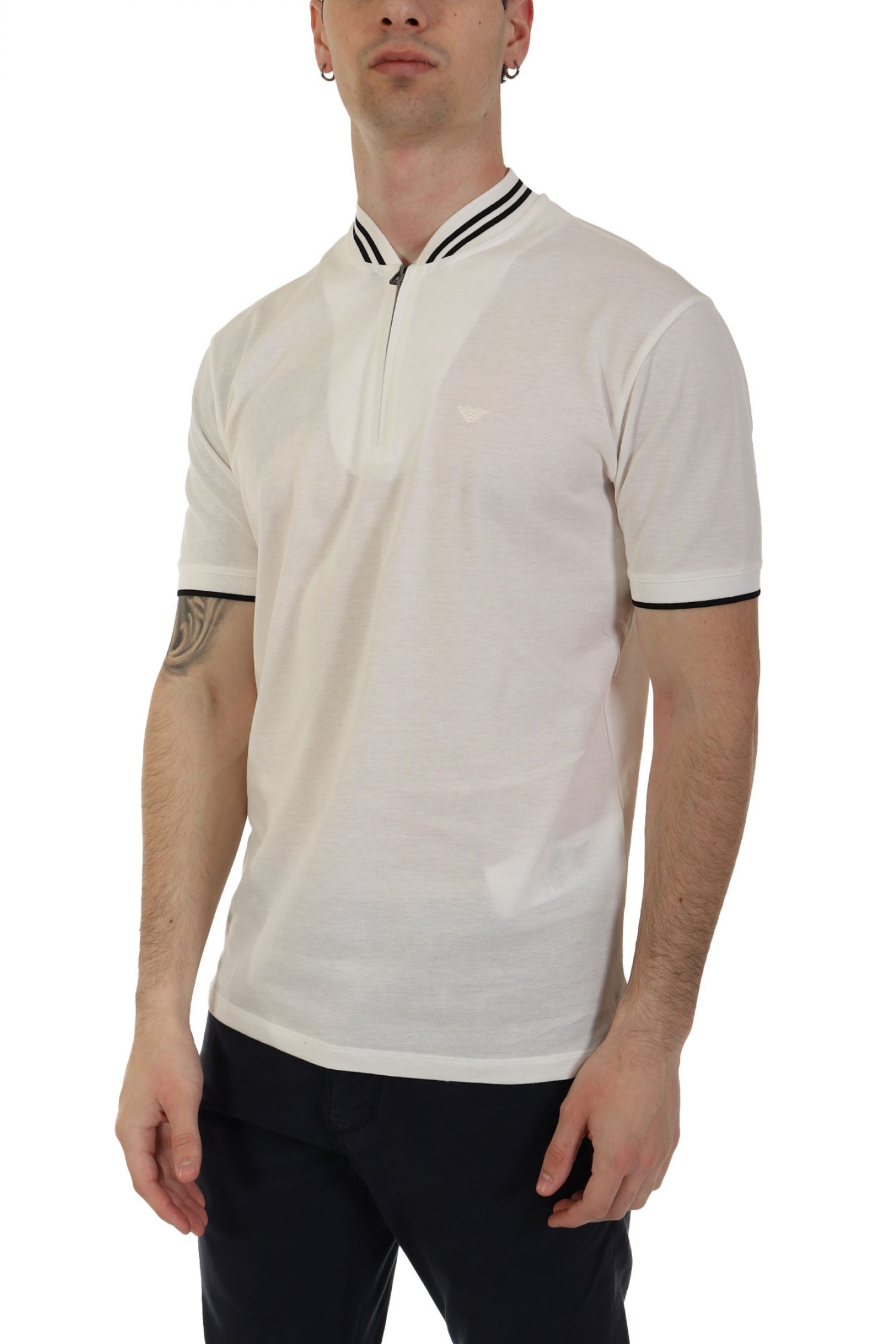 EMPORIO ARMANI POLO HALFZIP ΛΕΥΚΟ-ΜΑΥΡΟ