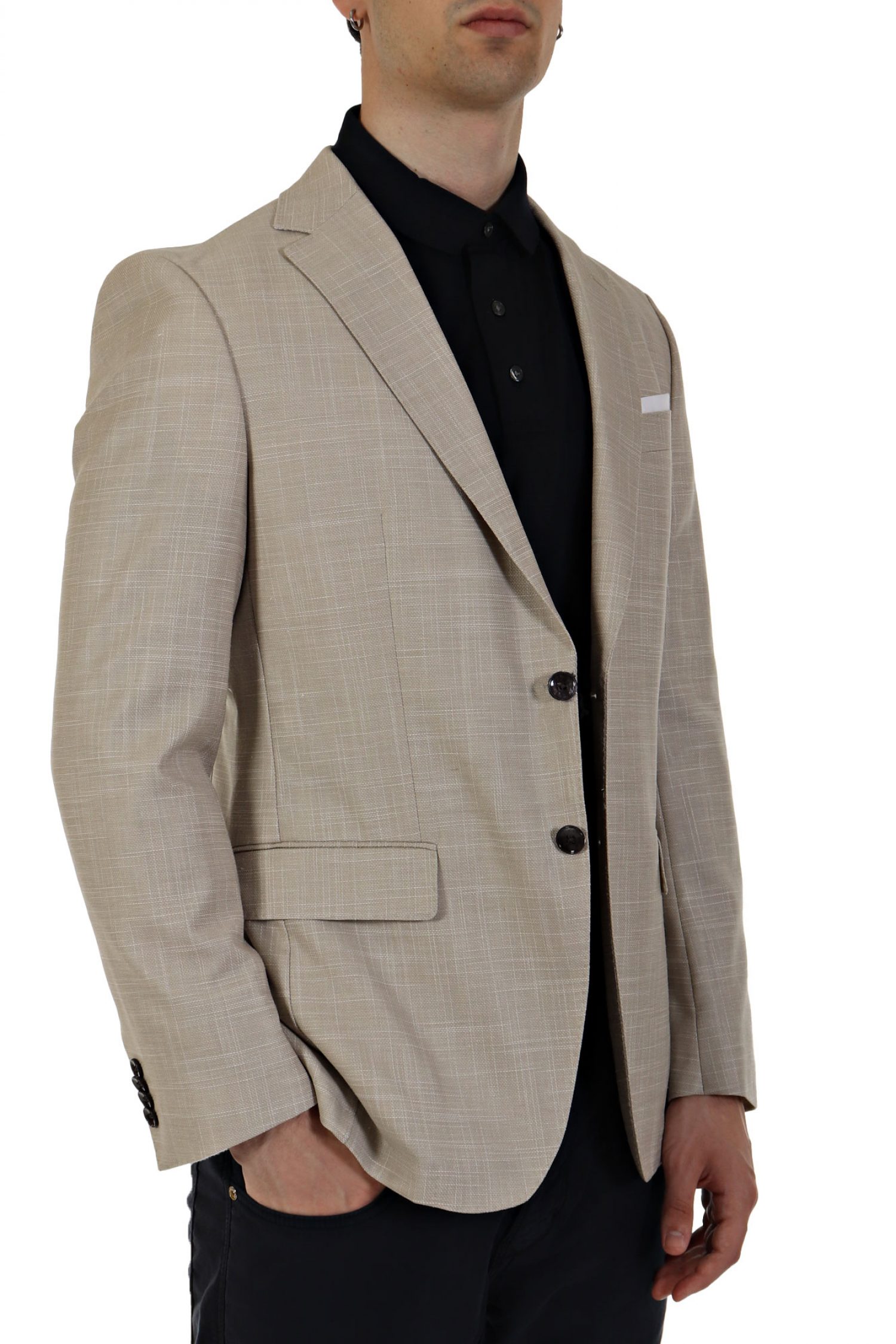 BOSS ΣΑΚΑΚΙ LANIFICIO TESSE BIELA STRETCH SLIM FIT H-HUTSON-233 ΕΚΡΟΥ