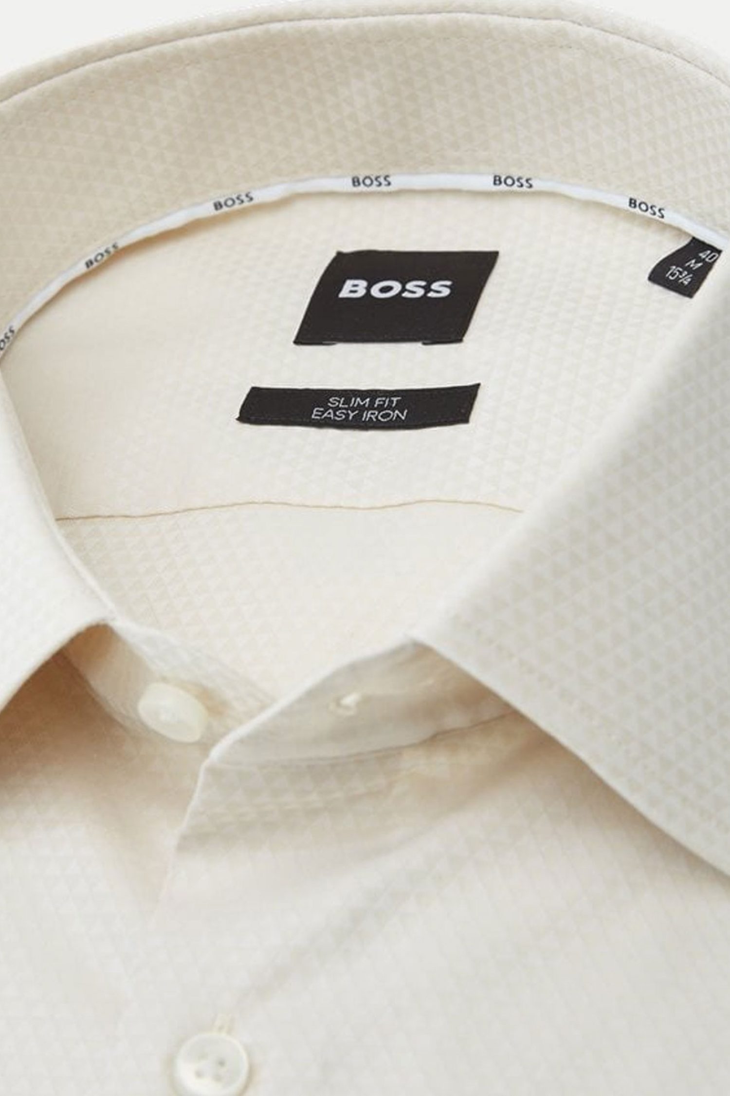 BOSS ΠΟΥΚΑΜΙΣΟ ΜΙΚΡΟΣΧΕΔΙΟ SLIM FIT EASY IRON STRETCH H-HANK-KENT-C1-214 ΕΚΡΟΥ