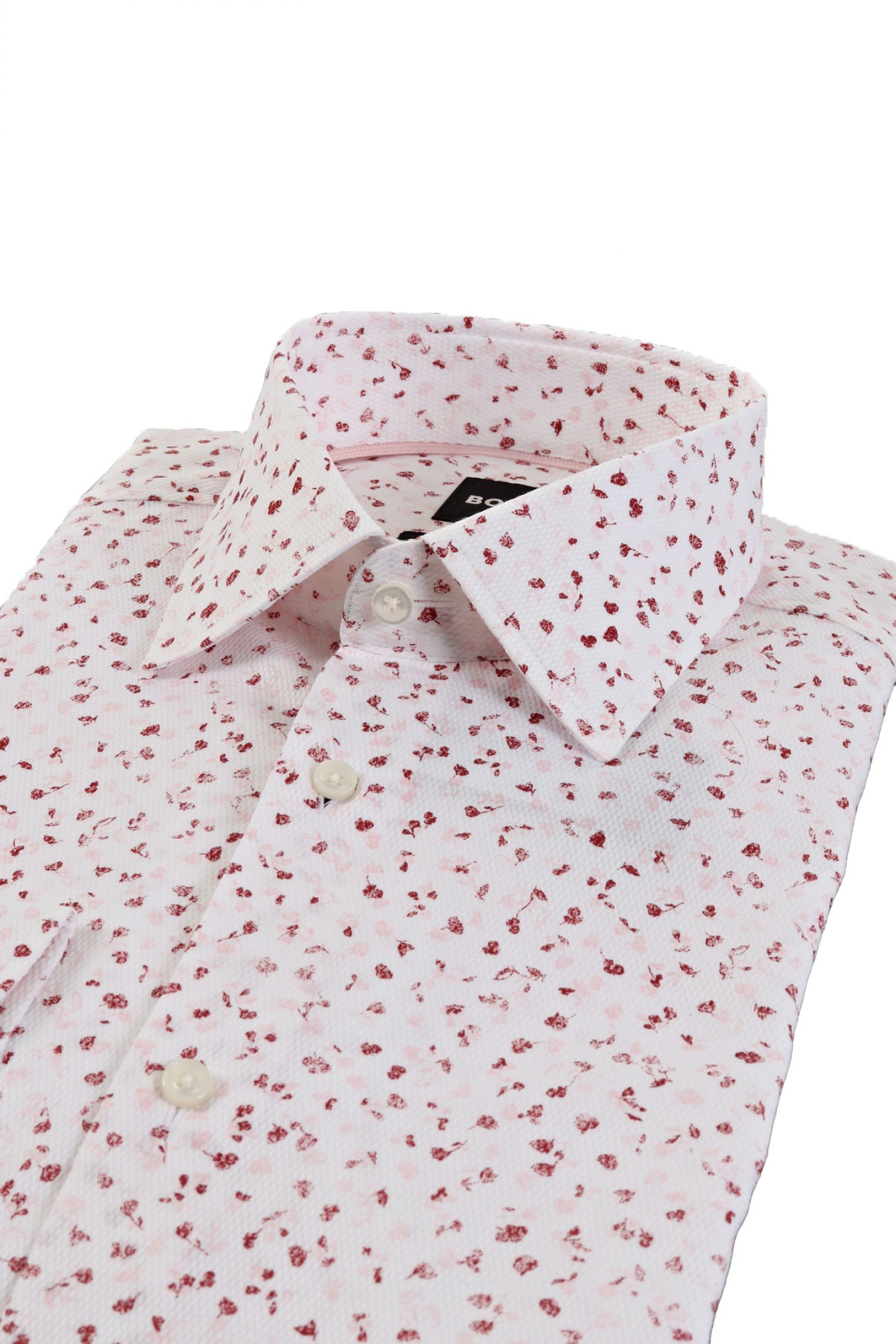 BOSS ΠΟΥΚΑΜΙΣΟ FLORAL SLIM FIT H-HANK-KENT-C1-214 ΛΕΥΚΟ-ΜΠΟΡΝΤΩ