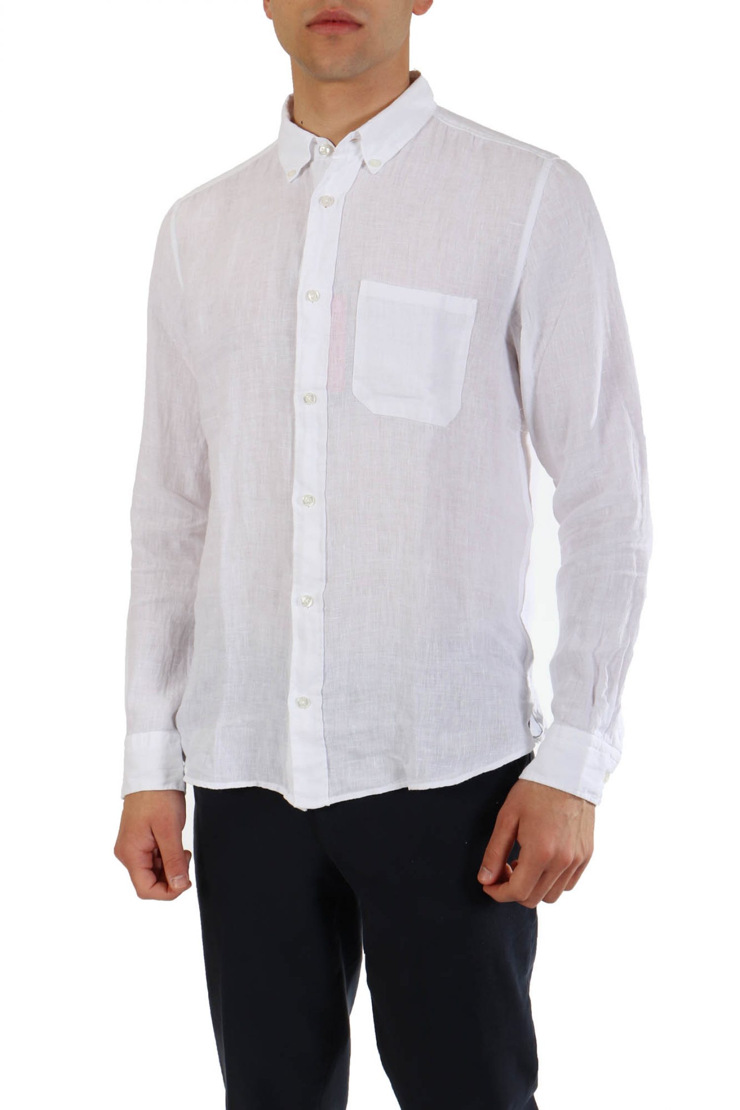 HUGO ΠΟΥΚΑΜΙΣΟ ERMANN STRAIGHT FIT ΛΙΝΟ ΛΕΥΚΟ φωτογραφία