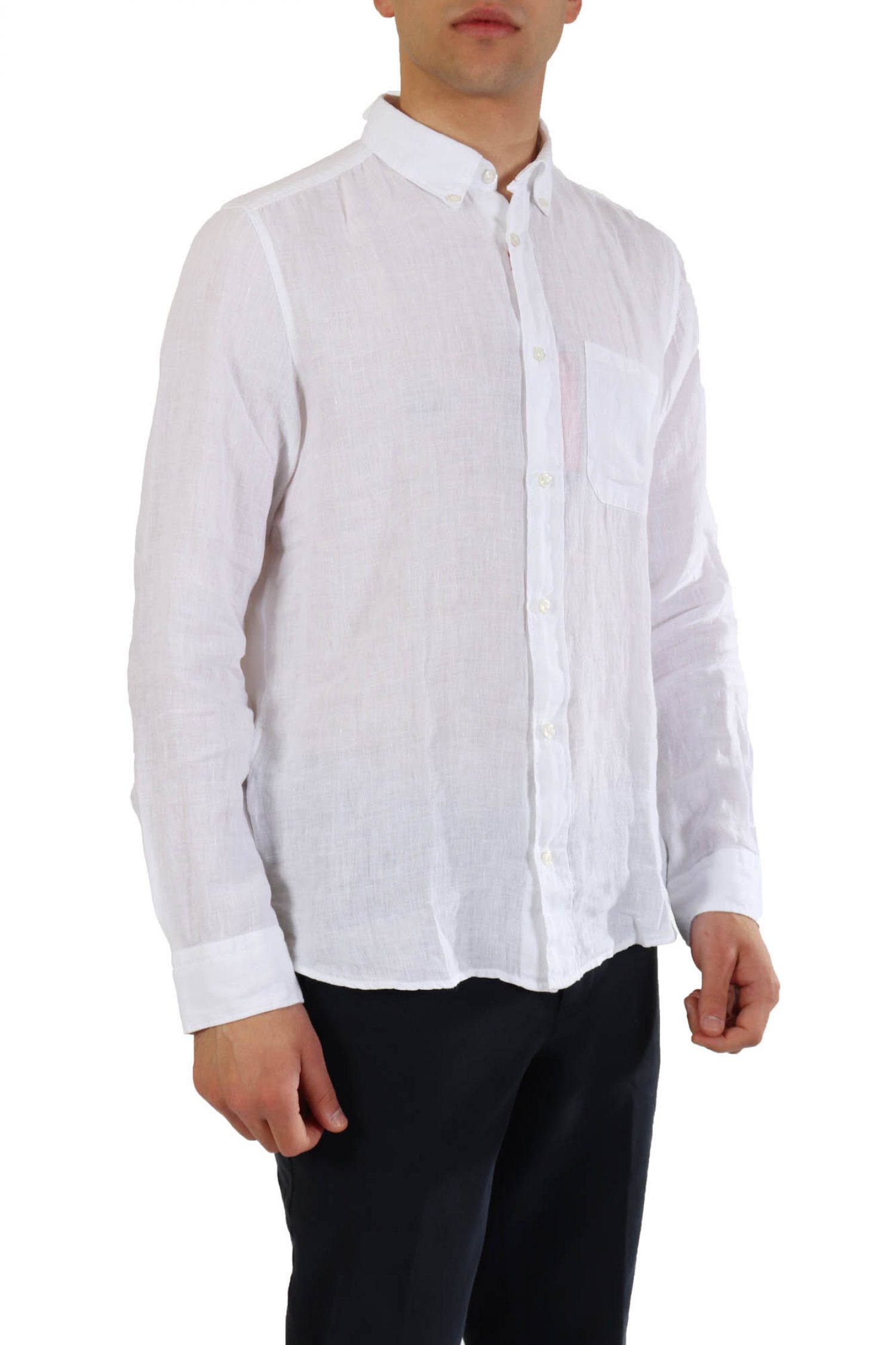 HUGO ΠΟΥΚΑΜΙΣΟ ERMANN STRAIGHT FIT ΛΙΝΟ ΛΕΥΚΟ φωτογραφία