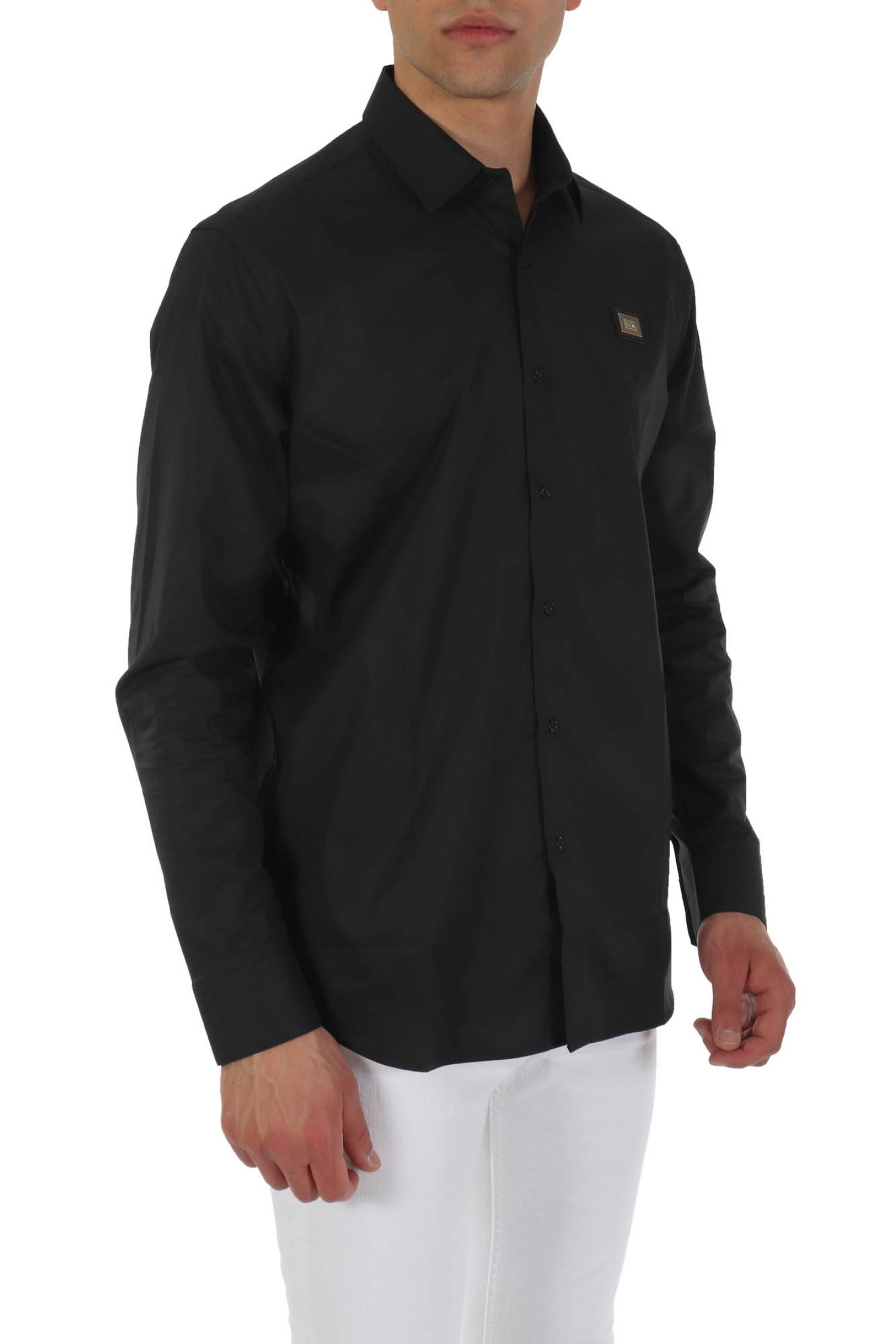 KARL LAGERFELD ΠΟΥΚΑΜΙΣΟ METALLIC LOGO ΜΑΥΡΟ