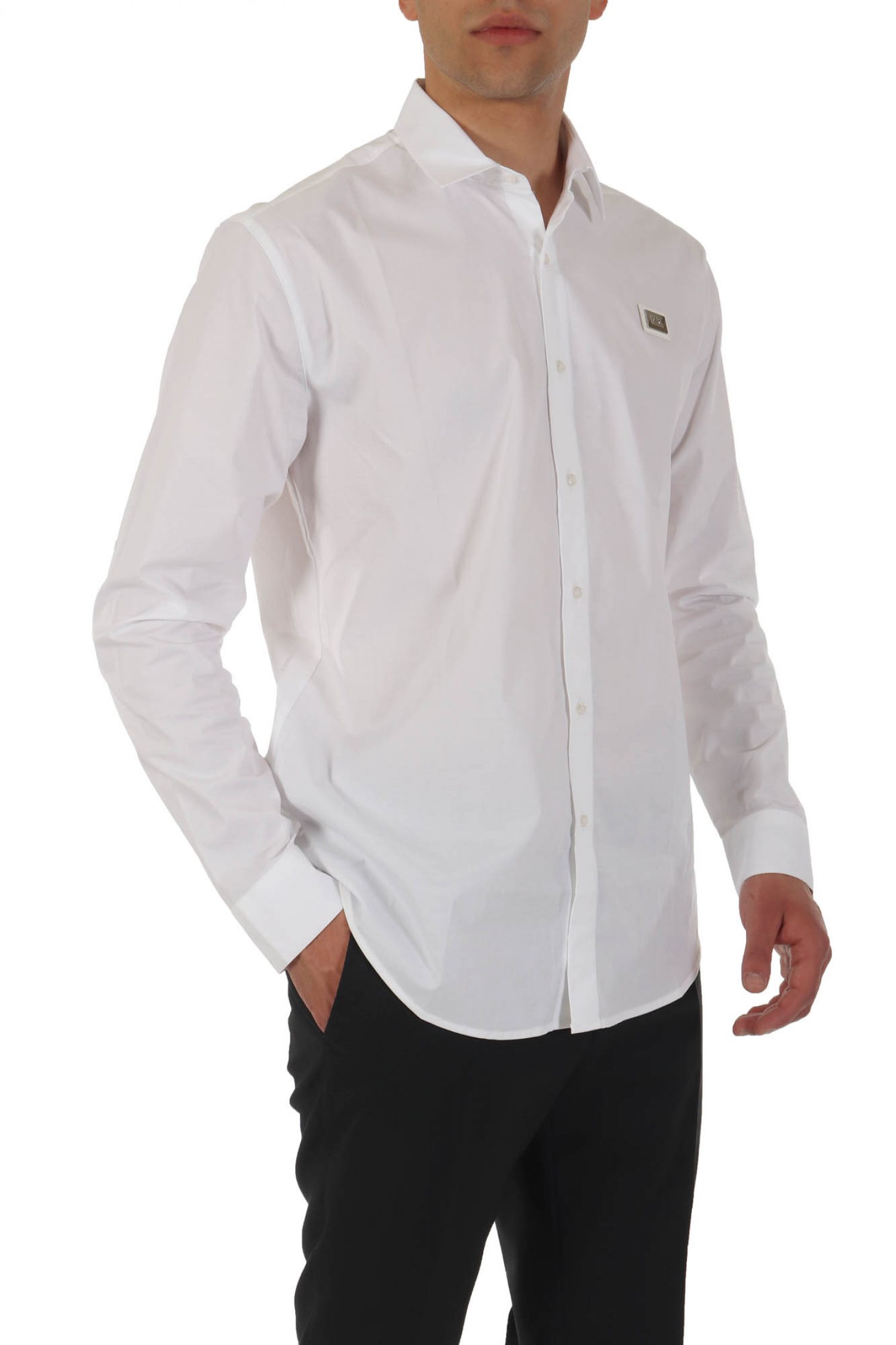 KARL LAGERFELD ΠΟΥΚΑΜΙΣΟ METALLIC LOGO ΛΕΥΚΟ