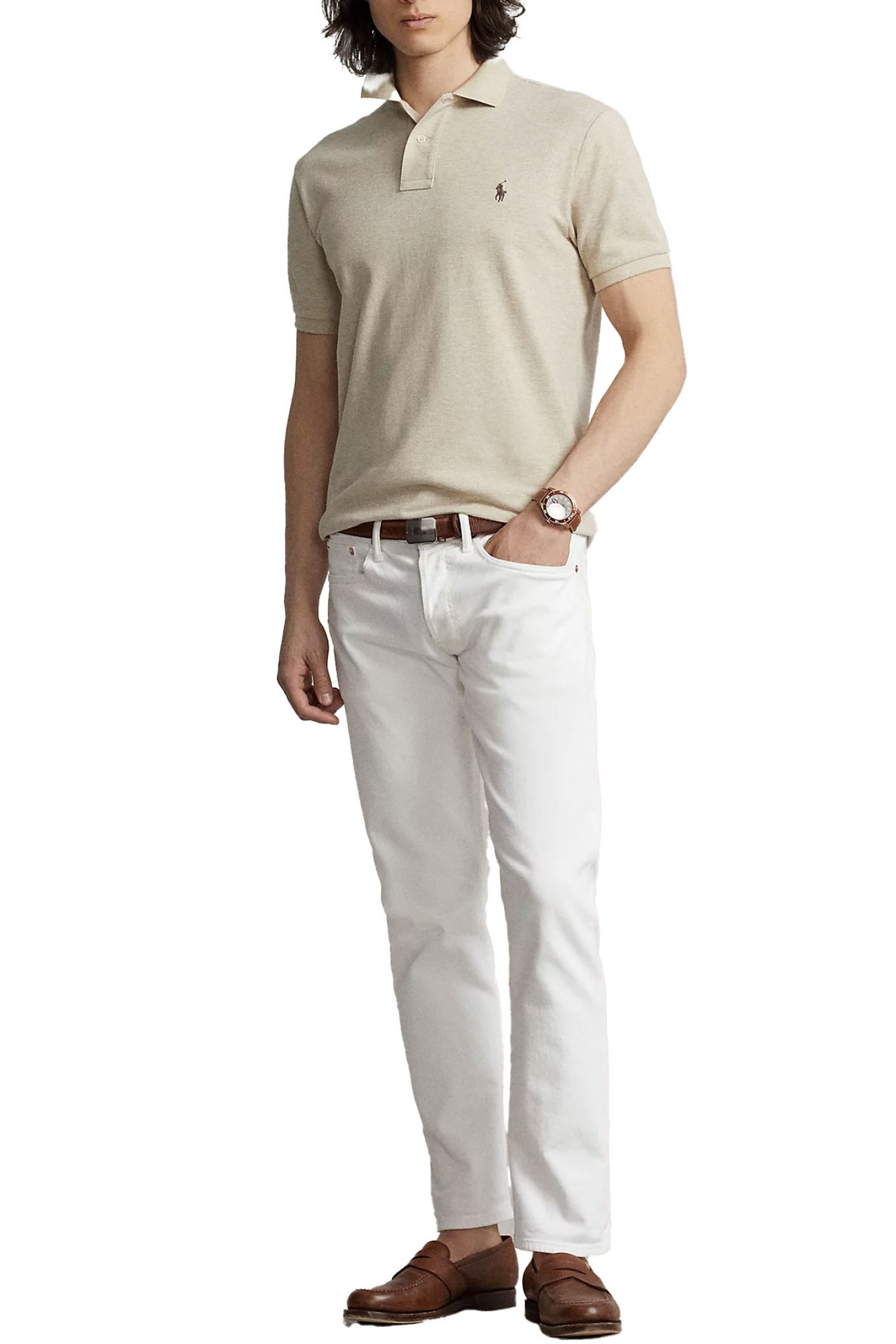 RALPH LAUREN POLO CUSTOM SLIM FIT LOGO ΕΚΡΟΥ φωτογραφία