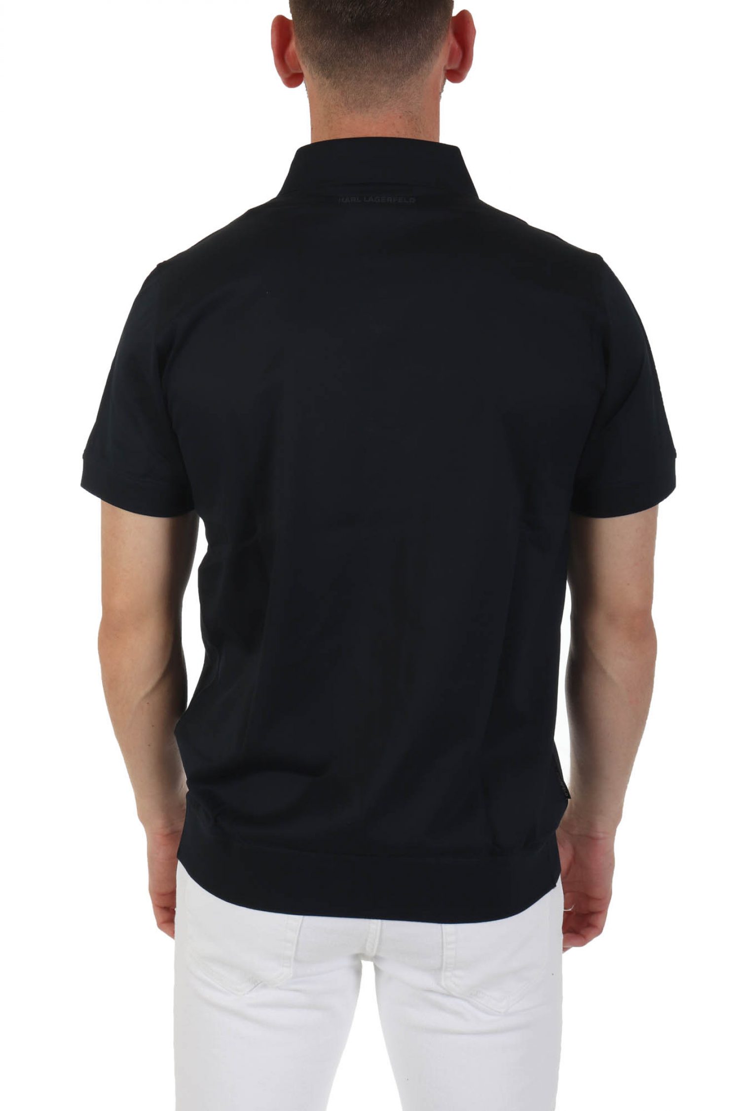 KARL LAGERFELD POLO PRESSBUTTON LOGO ΜΠΛΕ