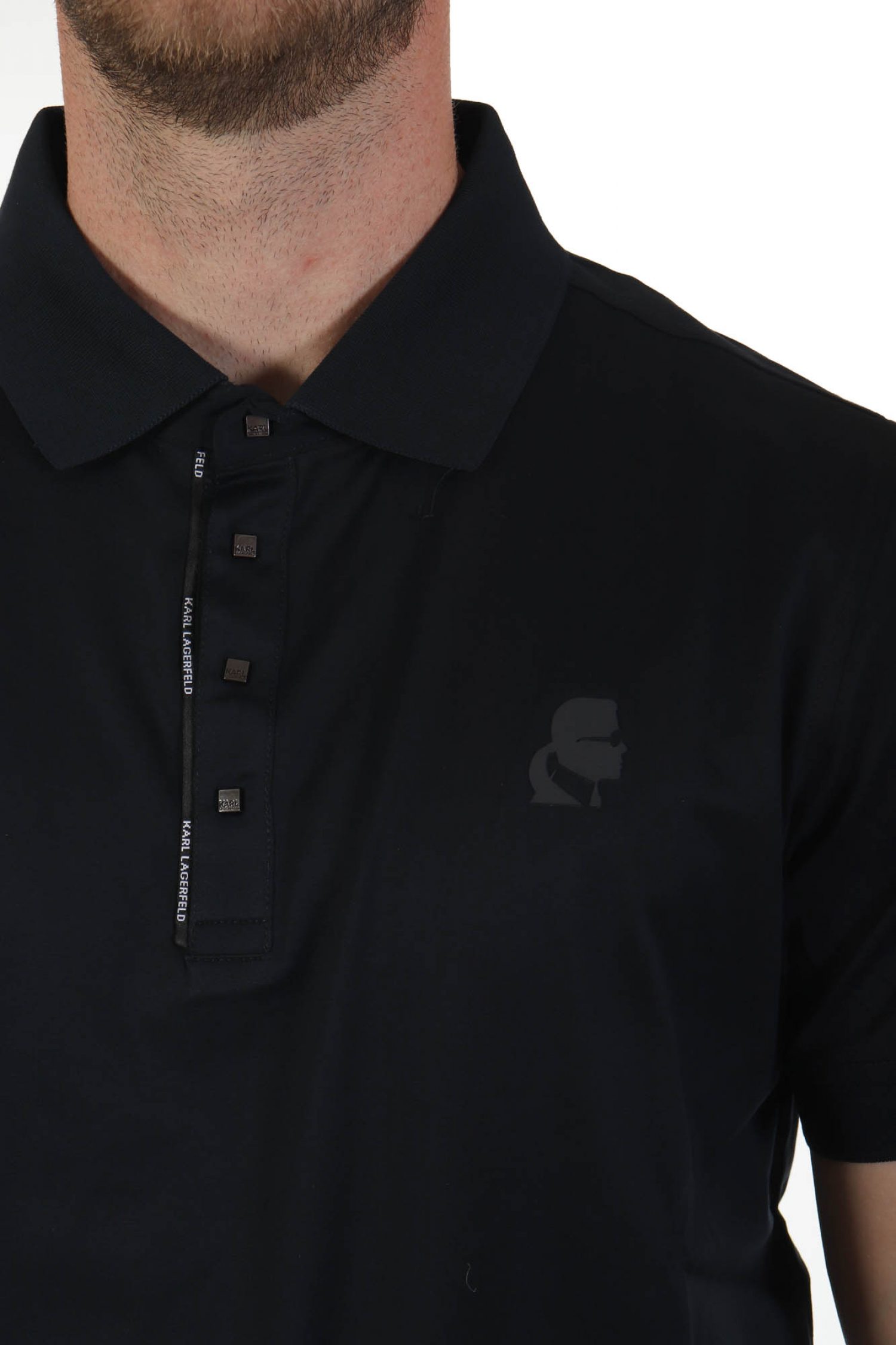 KARL LAGERFELD POLO PRESSBUTTON LOGO ΜΠΛΕ