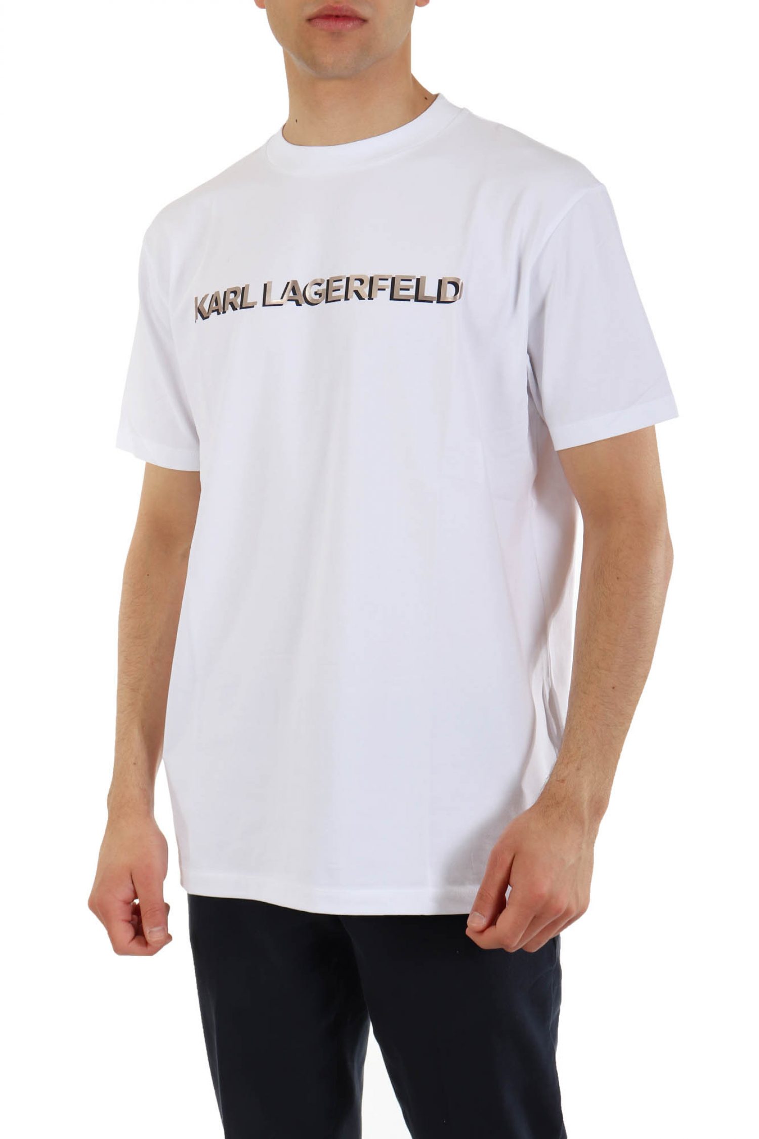 KARL LAGERFELD T-SHIRT CREWNECK LOGO ΛΕΥΚΟ