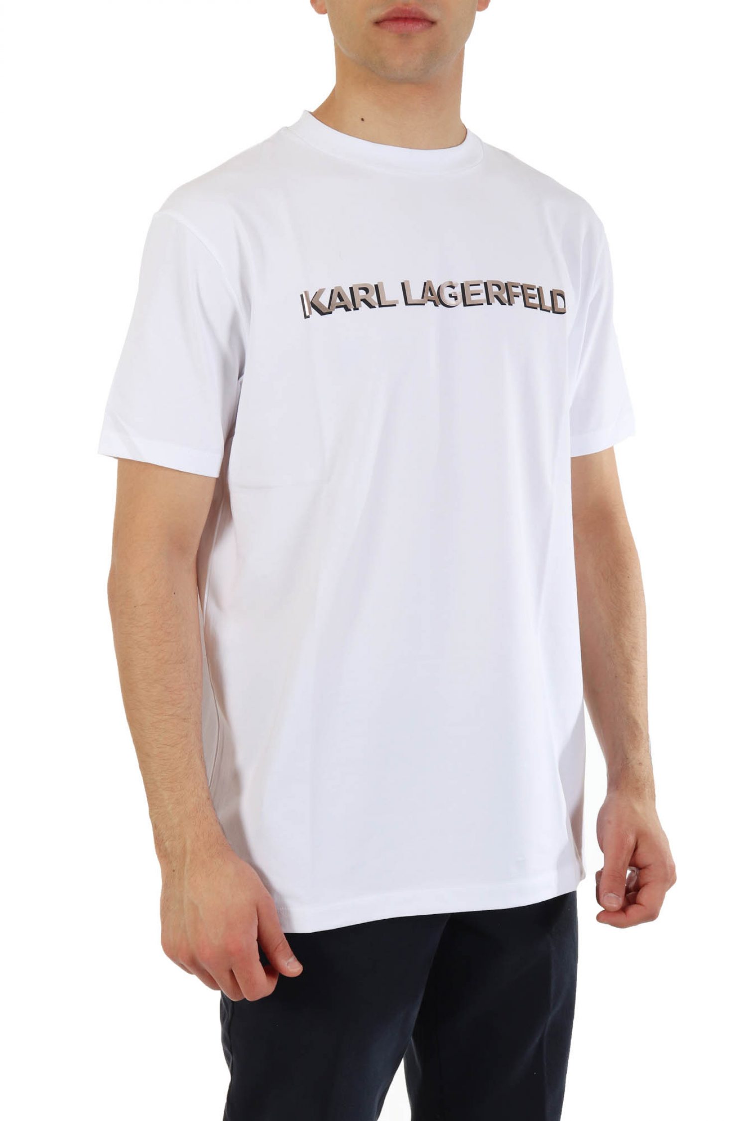 KARL LAGERFELD T-SHIRT CREWNECK LOGO ΛΕΥΚΟ
