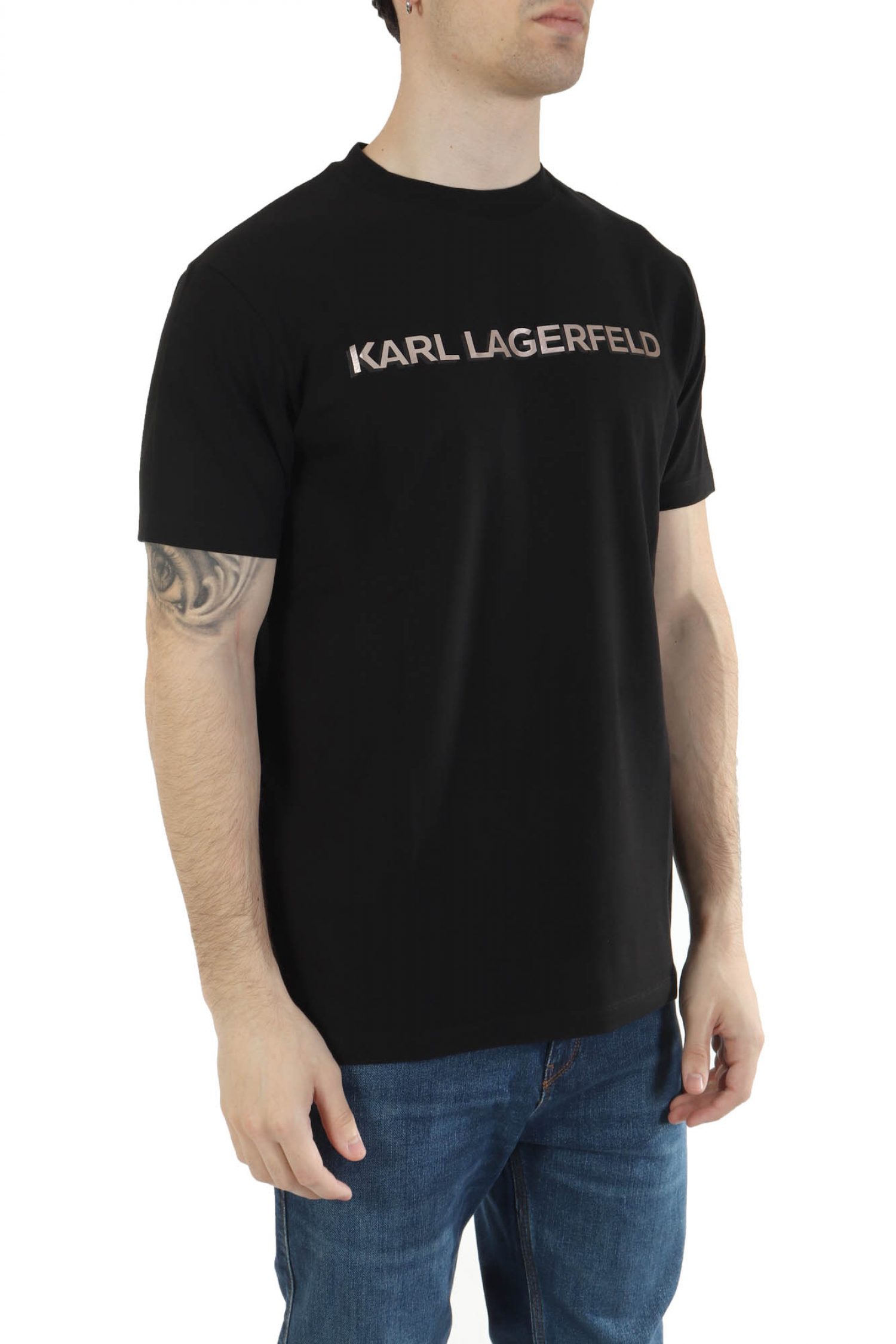 KARL LAGERFELD T-SHIRT CREWNECK LOGO ΜΑΥΡΟ φωτογραφία