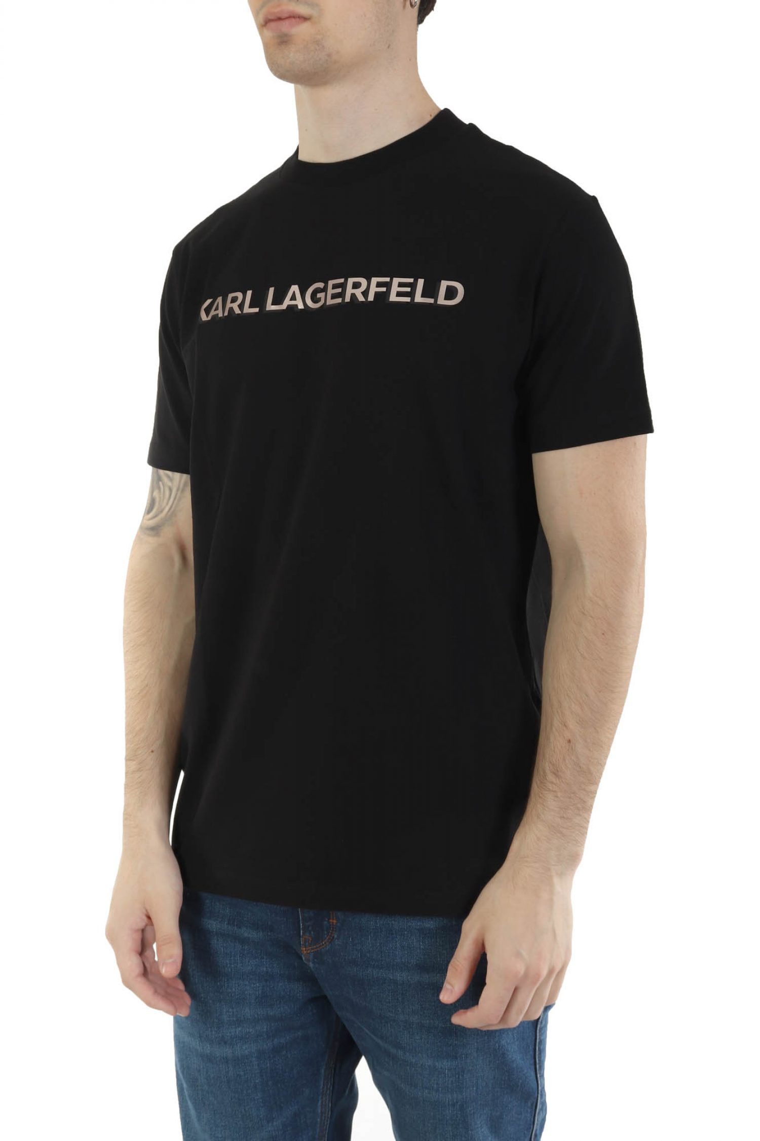 KARL LAGERFELD T-SHIRT CREWNECK LOGO ΜΑΥΡΟ φωτογραφία