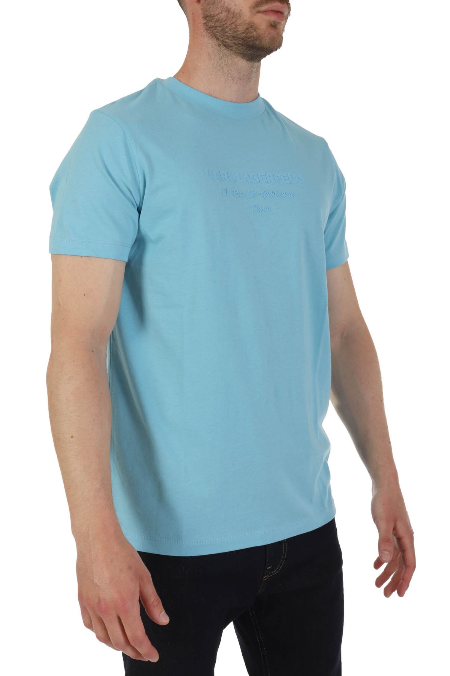 KARL LAGERFELD T-SHIRT CREW NECK LOGO ΣΙΕΛ