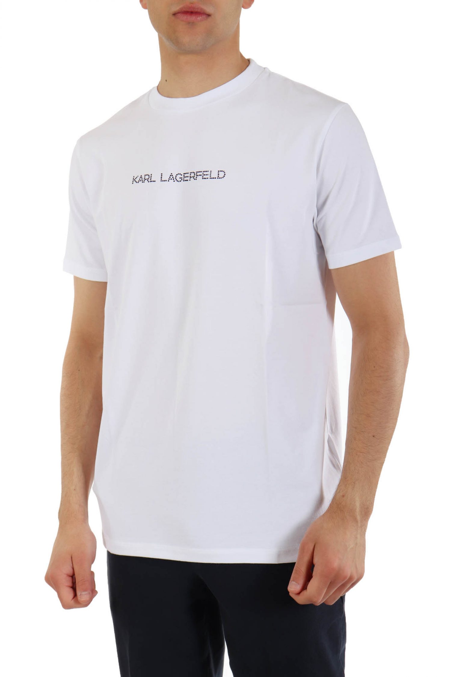 KARL LAGERFELD T-SHIRT LOGO STRASS ΛΕΥΚΟ φωτογραφία