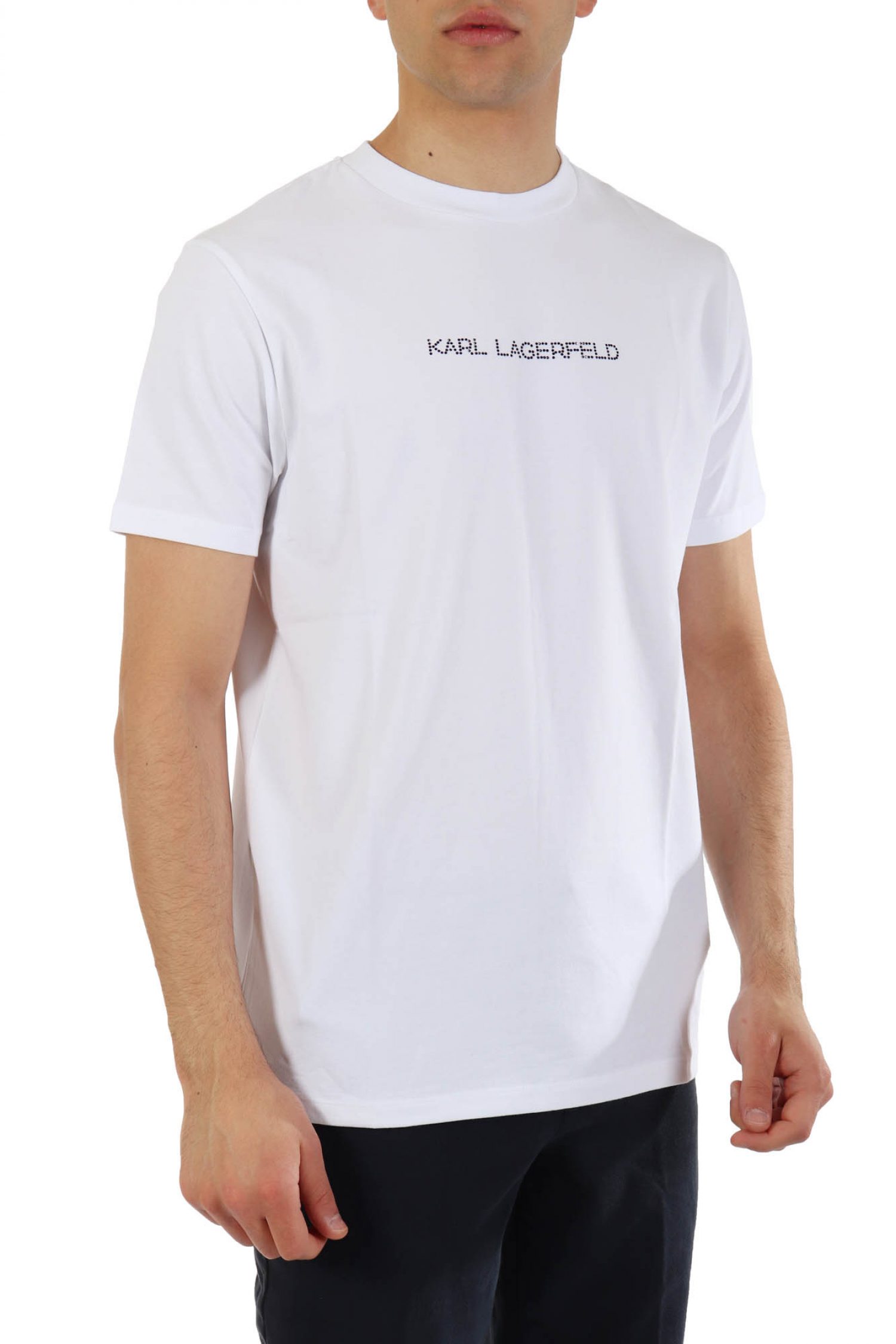 KARL LAGERFELD T-SHIRT LOGO STRASS ΛΕΥΚΟ φωτογραφία