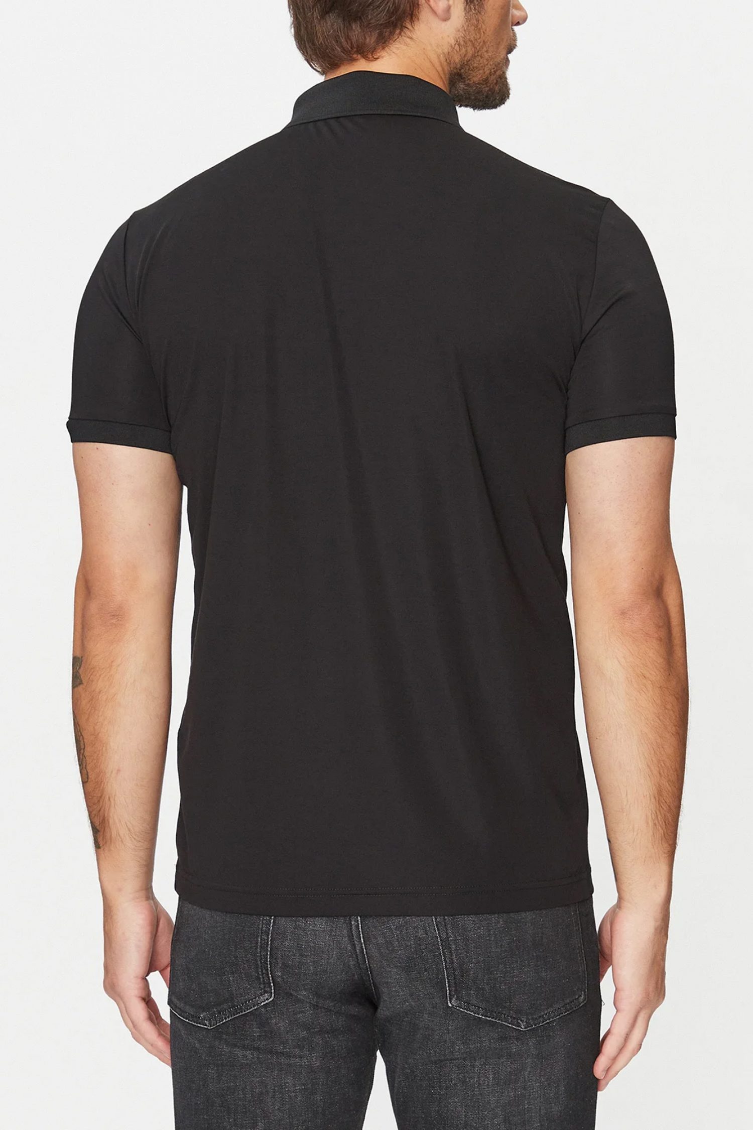 ARMANI 7 POLO HALFZIP LOGO ΜΑΥΡΟ