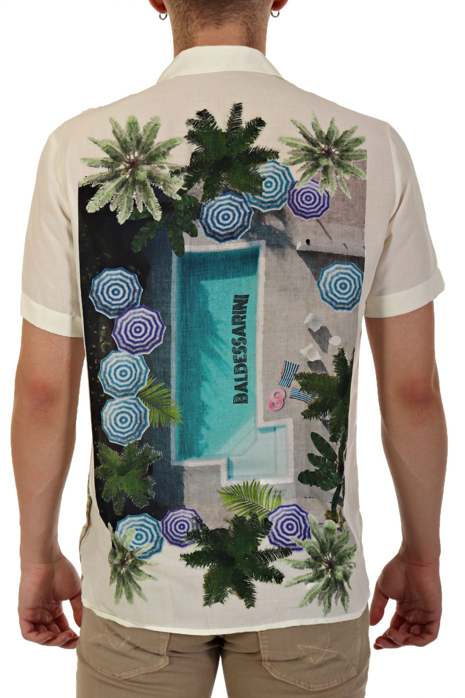 BALDESSARINI ΠΟΥΚΑΜΙΣΟ BLUE MIST PATTERN ΥΠΟΛΕΥΚΟ